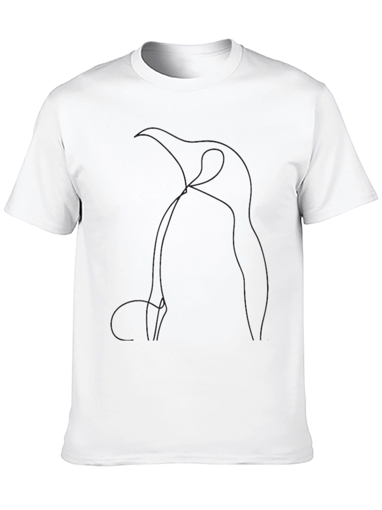 Abstract Penguin Line Art Black T-Shirt