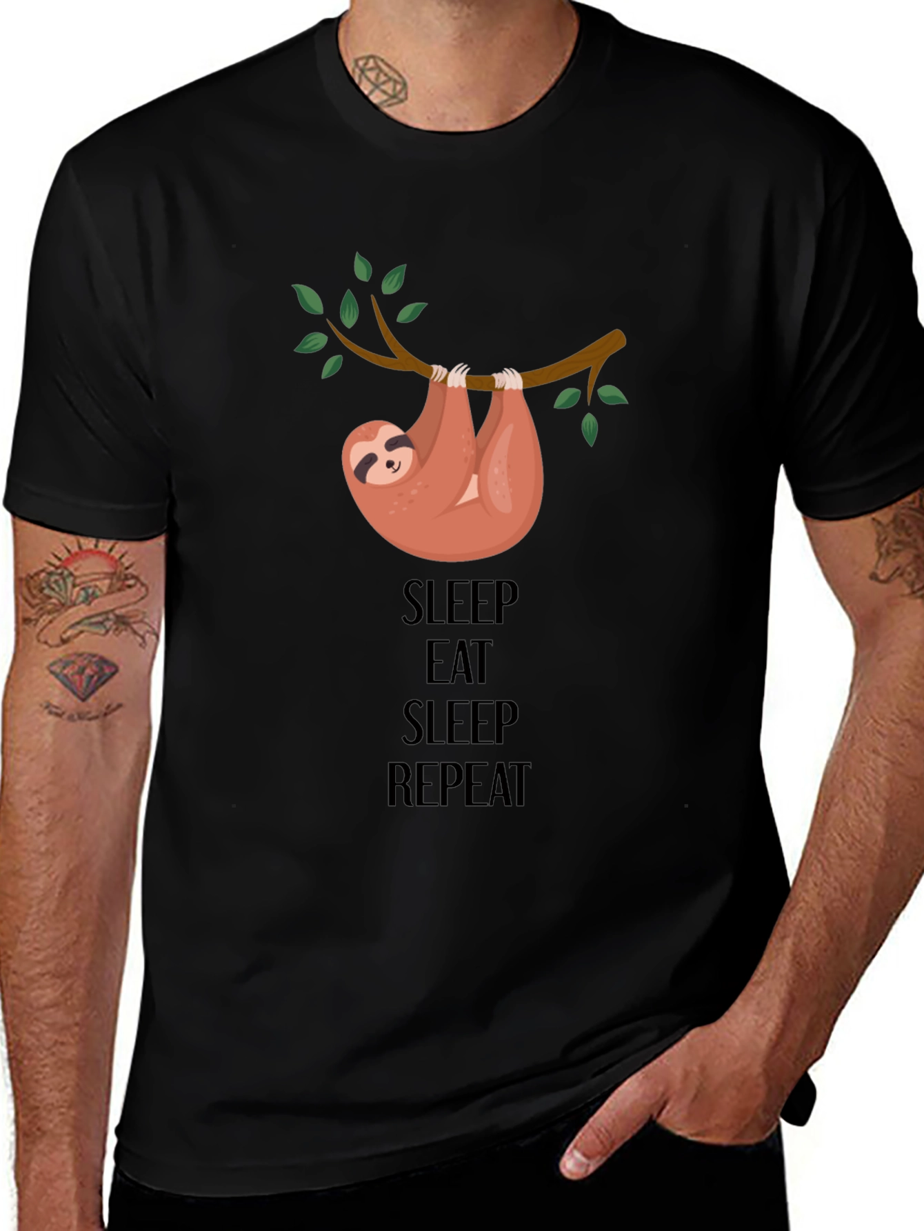 Sleep Eat Repeat Sloth Graphic Tee