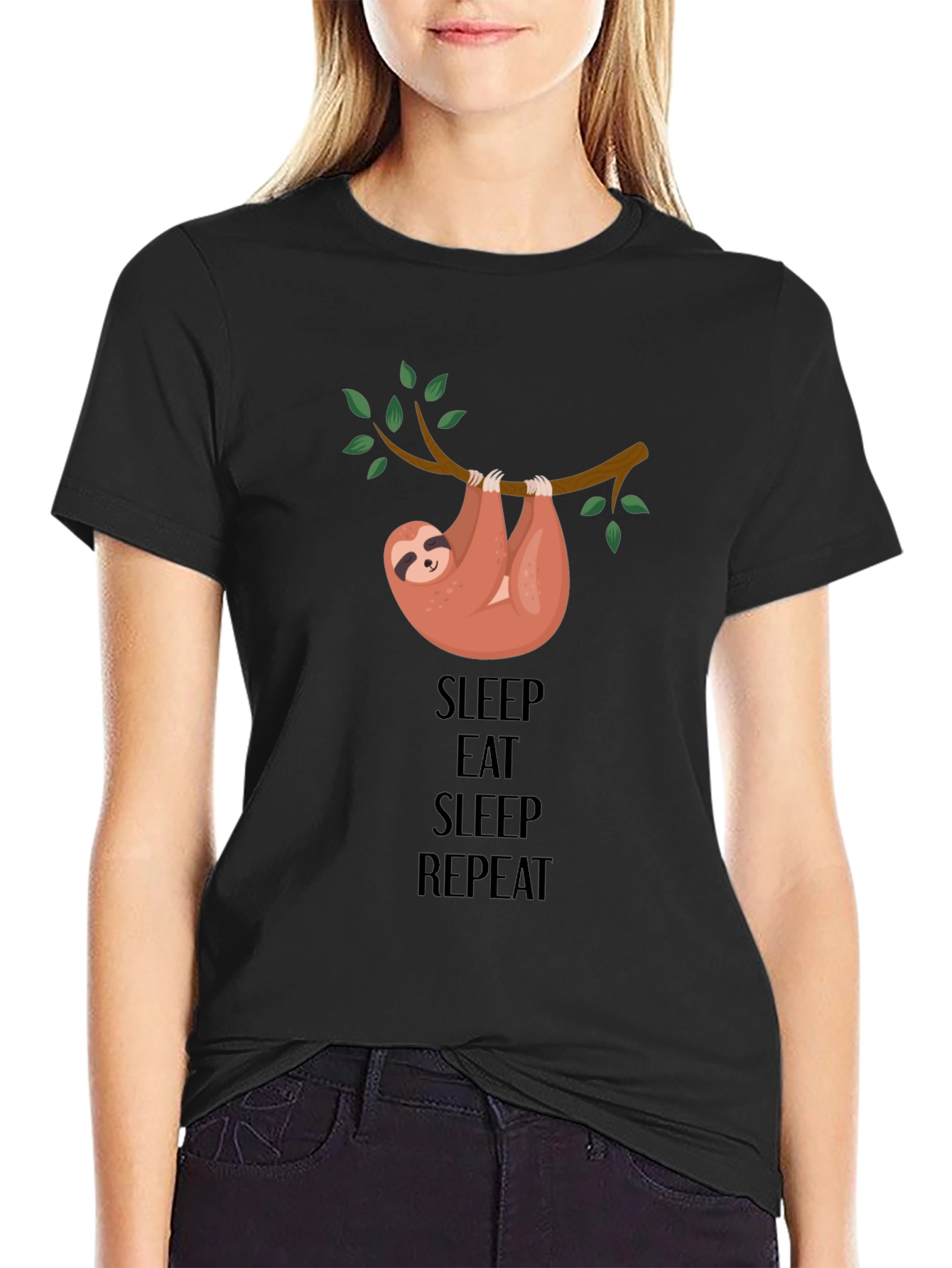 Sleep Eat Repeat Sloth Graphic Tee