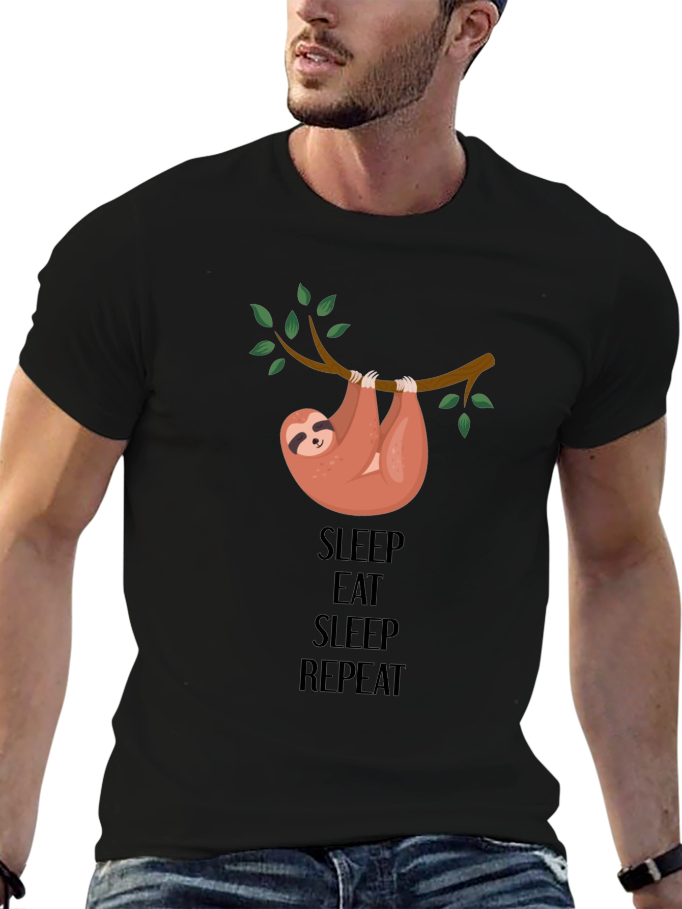 Sleep Eat Repeat Sloth Graphic Tee