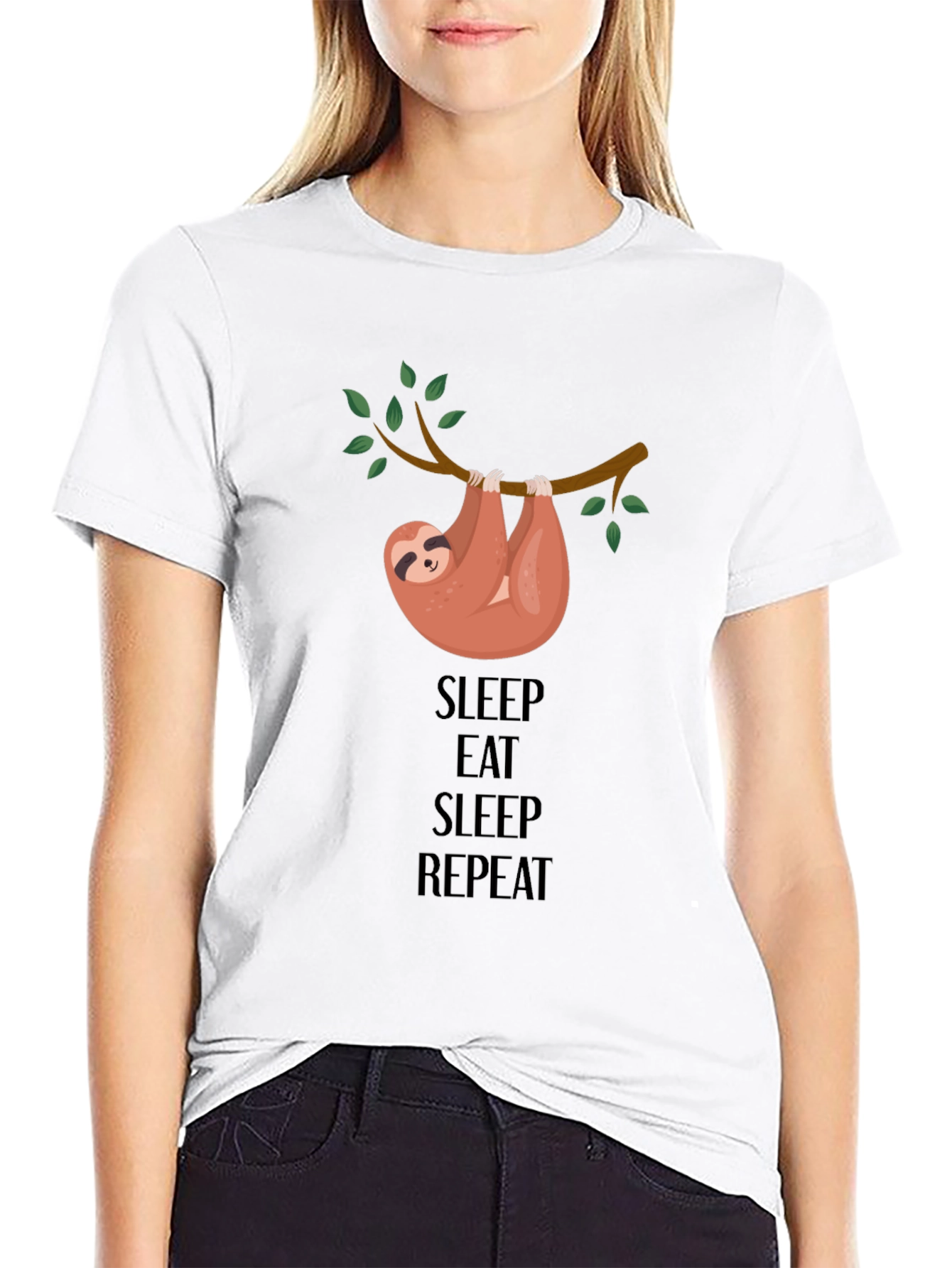 Sleep Eat Repeat Sloth Graphic Tee