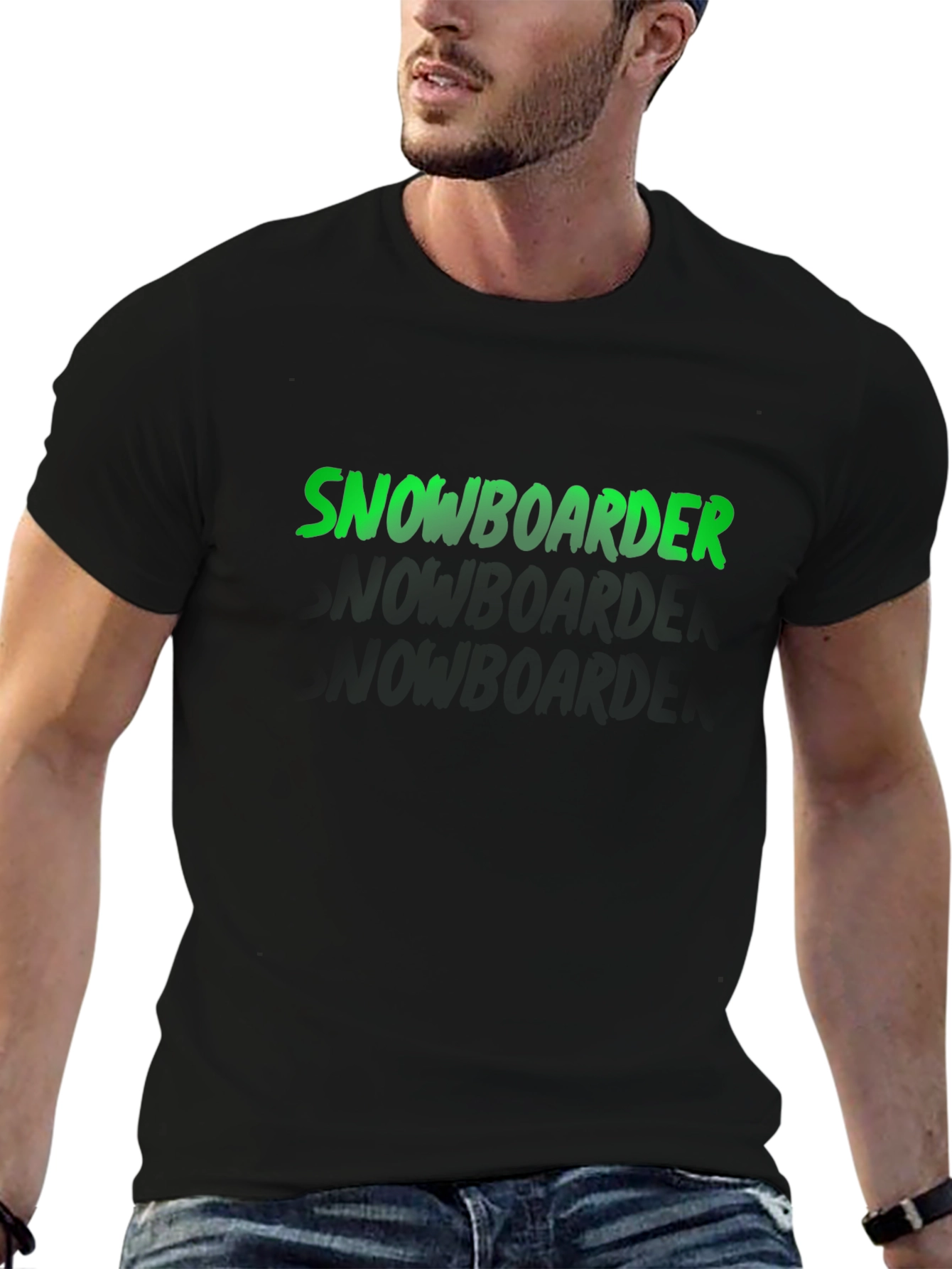 Snowboarder Graphic Tee - Black Casual T-Shirt