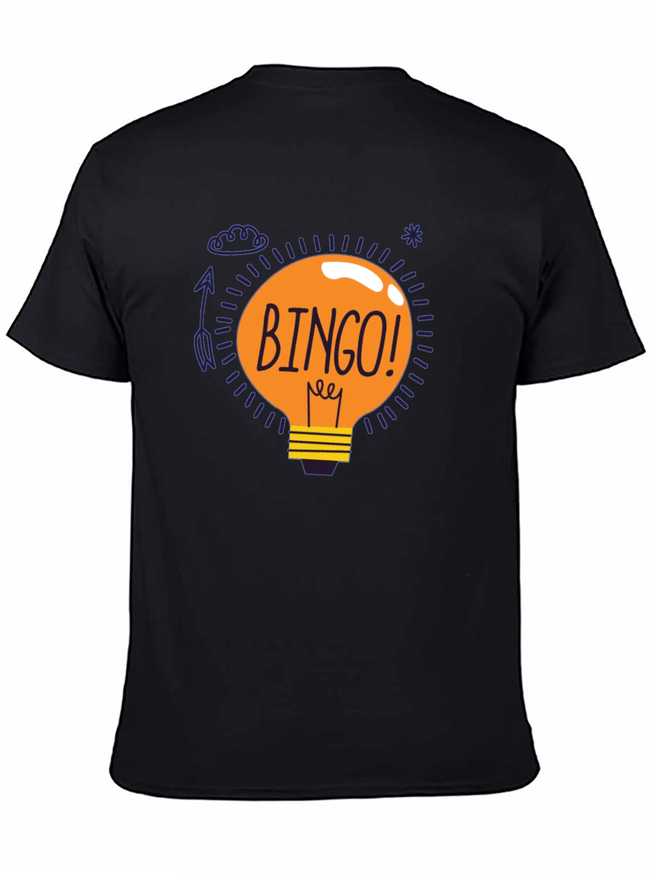 Bingo Idea Lightbulb Graphic Tee - Black Cotton T-Shirt