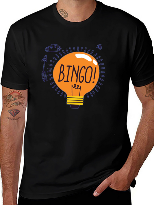 Bingo Idea Lightbulb Graphic Tee - Black Cotton T-Shirt