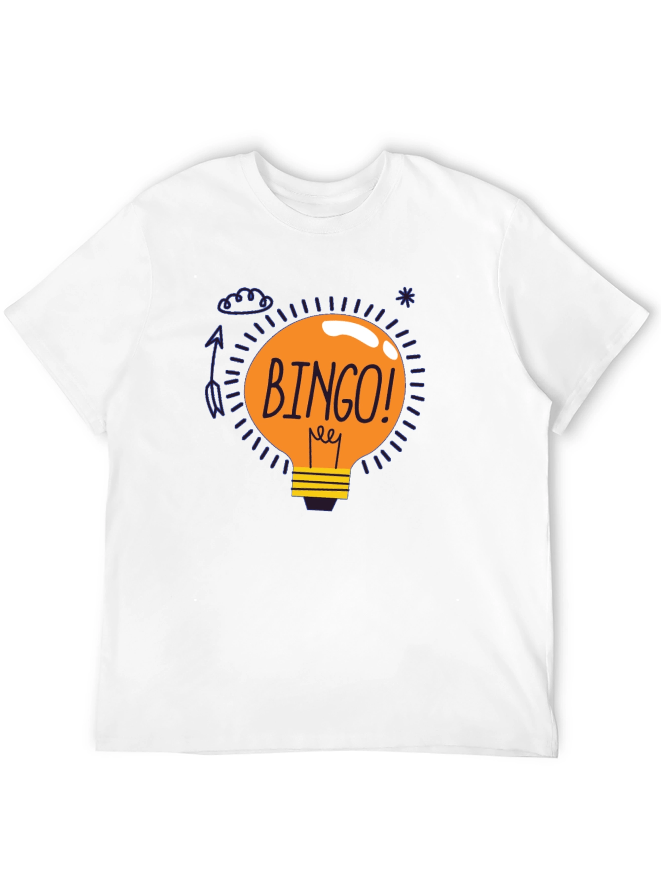 Bingo Idea Lightbulb Graphic Tee - Black Cotton T-Shirt