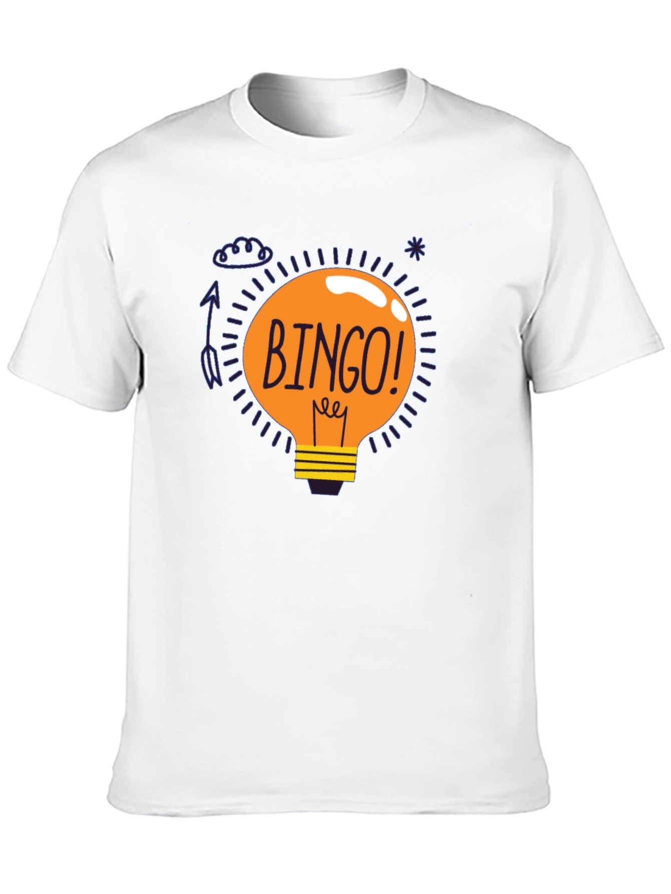 Bingo Idea Lightbulb Graphic Tee - Black Cotton T-Shirt