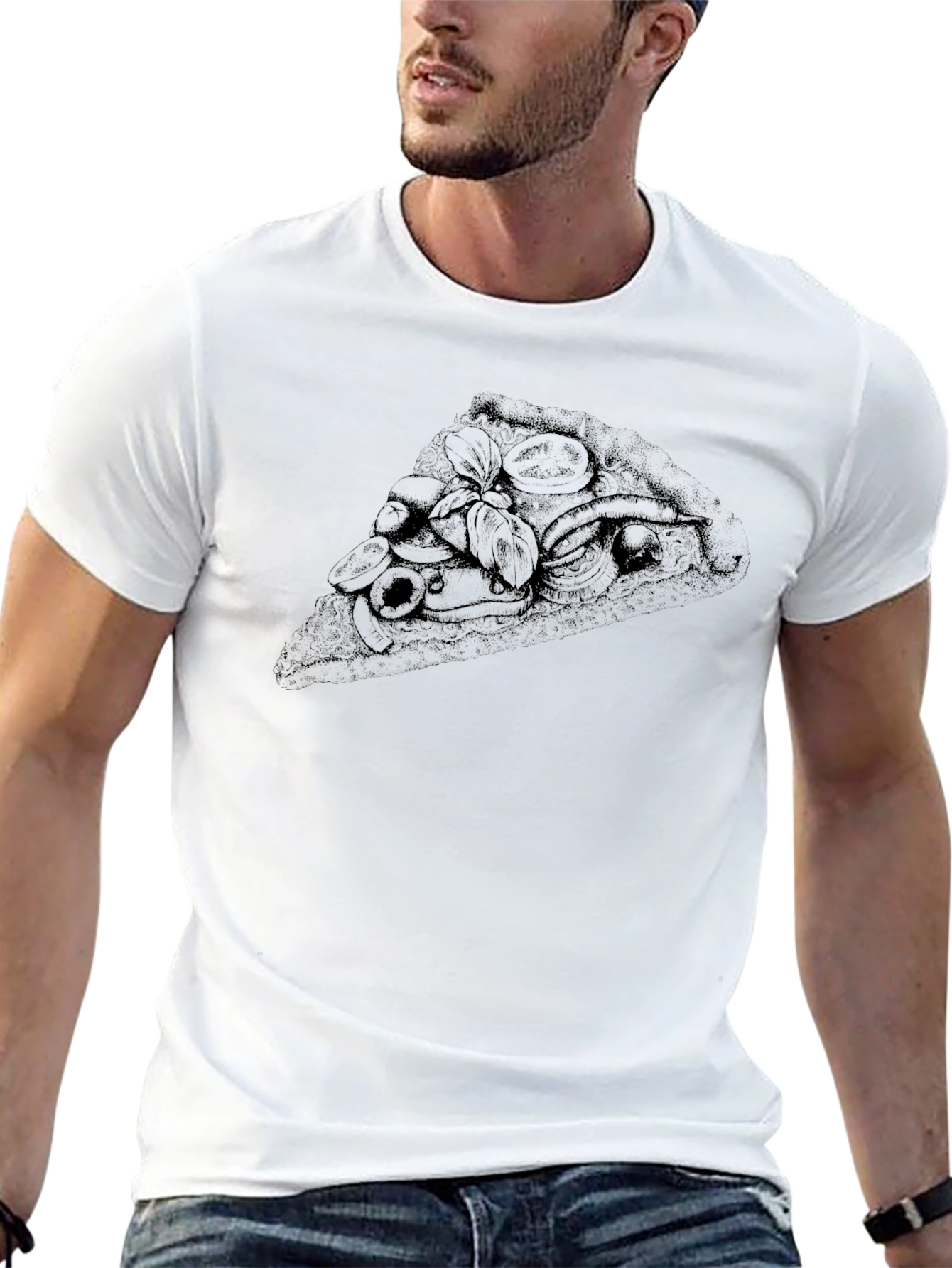 Pizza Slice Graphic Black T-Shirt