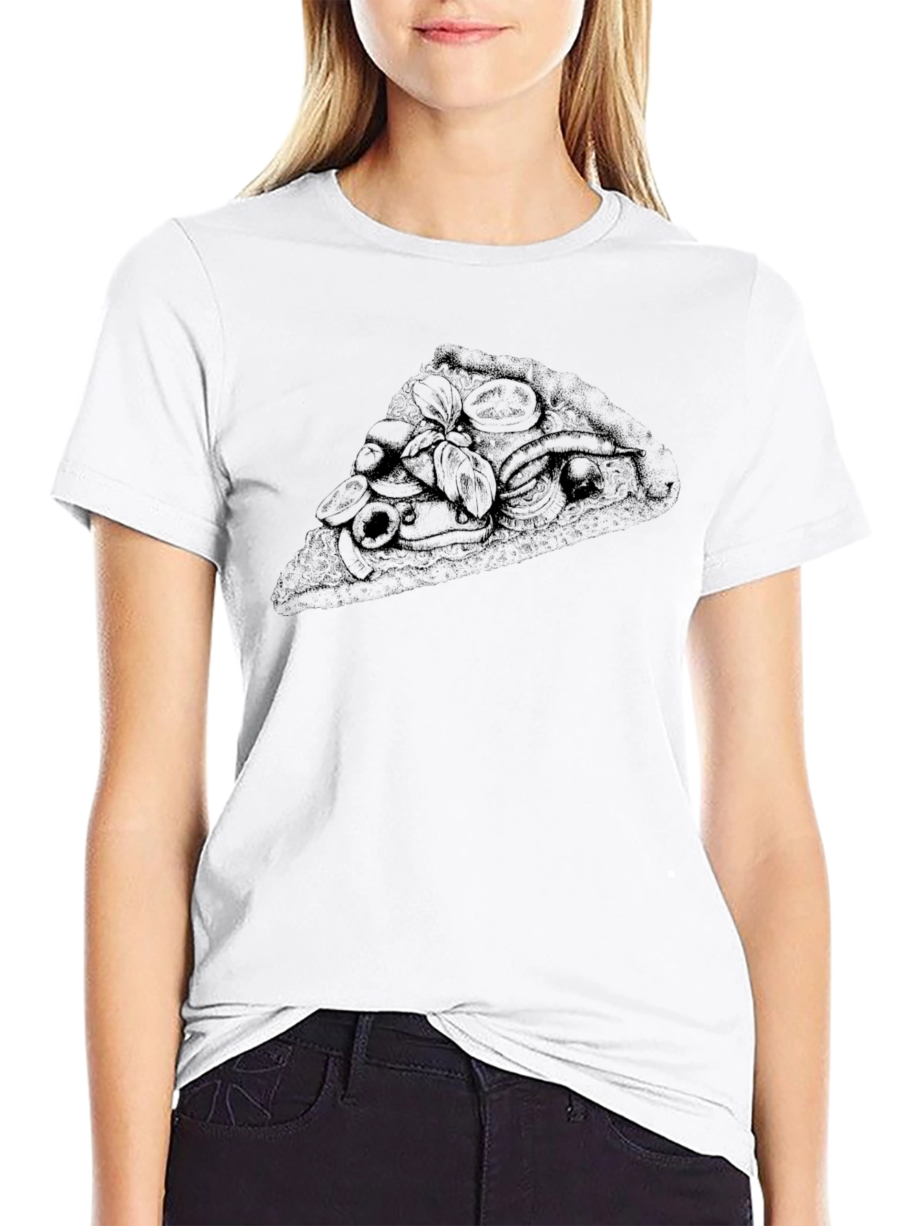 Pizza Slice Graphic Black T-Shirt