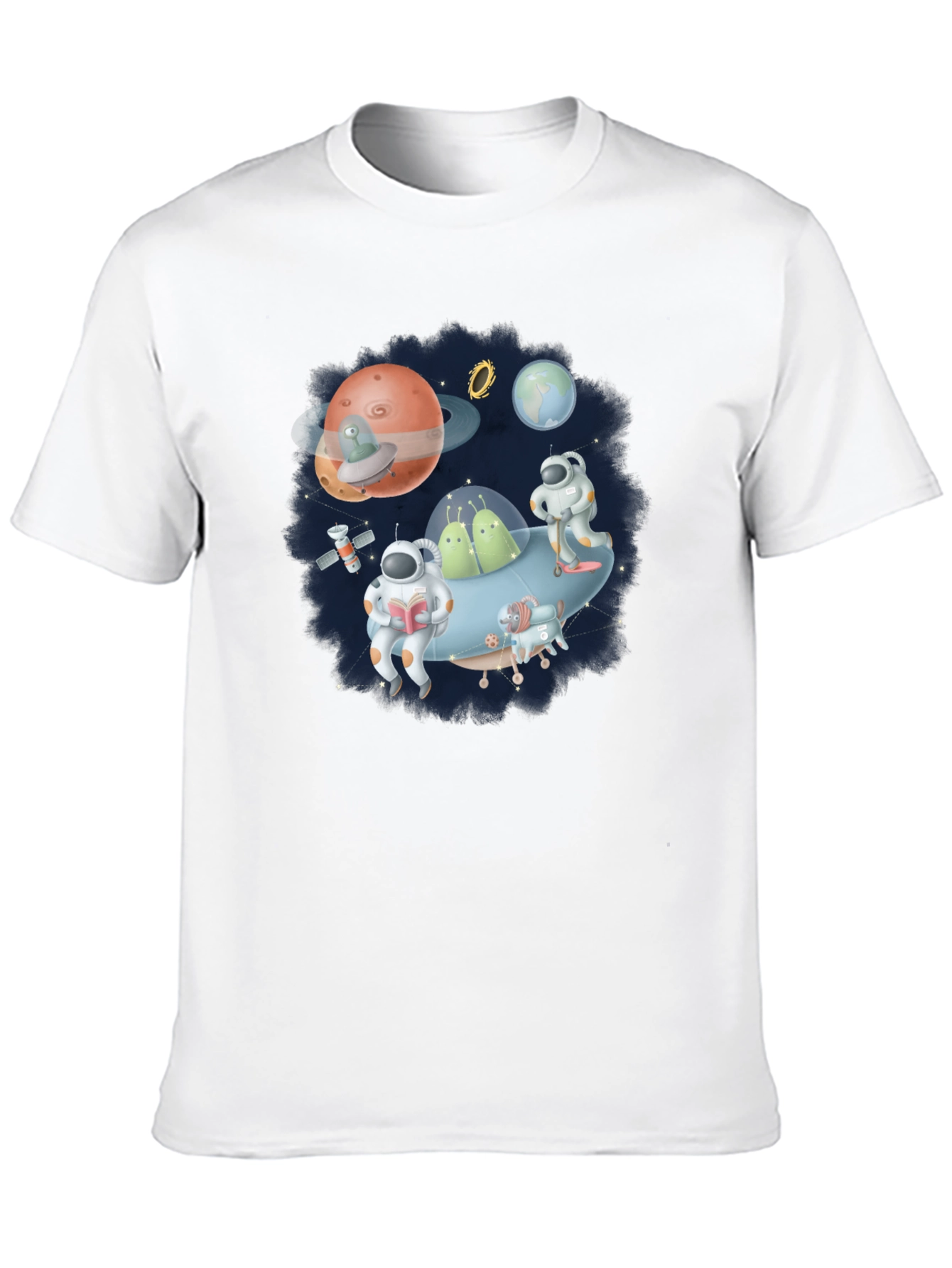 Cosmic Crew Graphic Tee - Black Cotton Blend