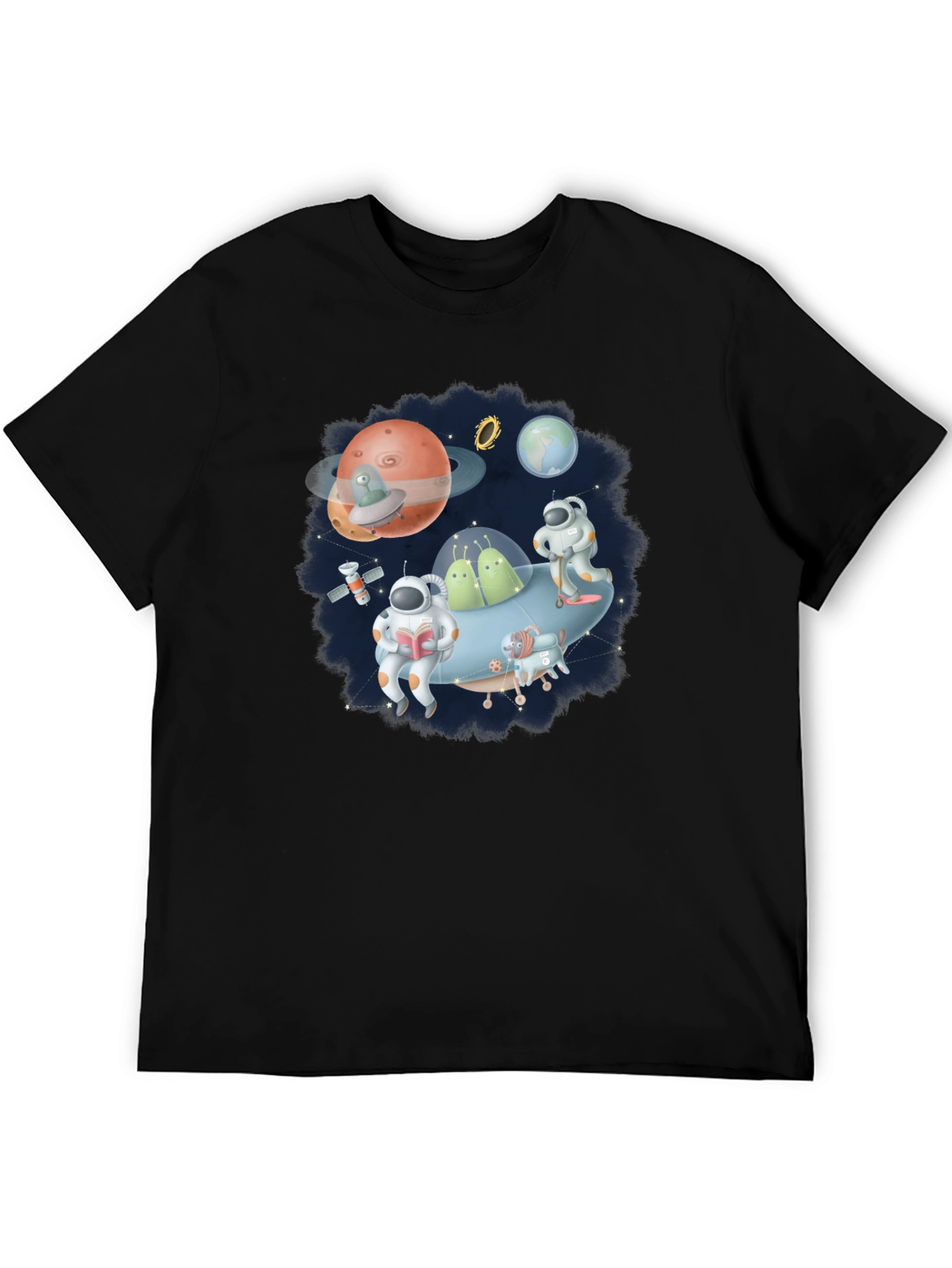 Cosmic Crew Graphic Tee - Black Cotton Blend