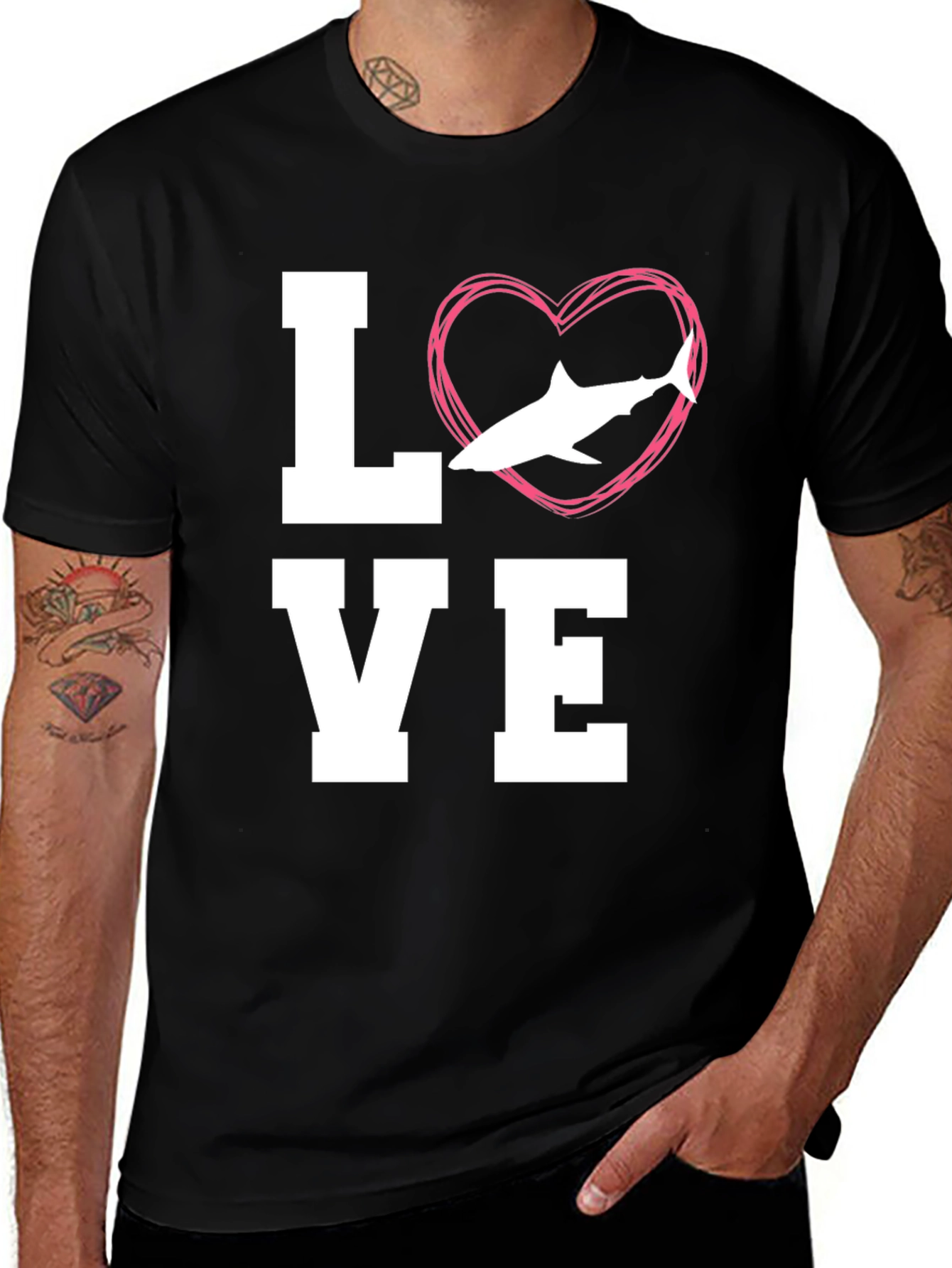 Love Shark Black T-Shirt - Animal Lover Tee