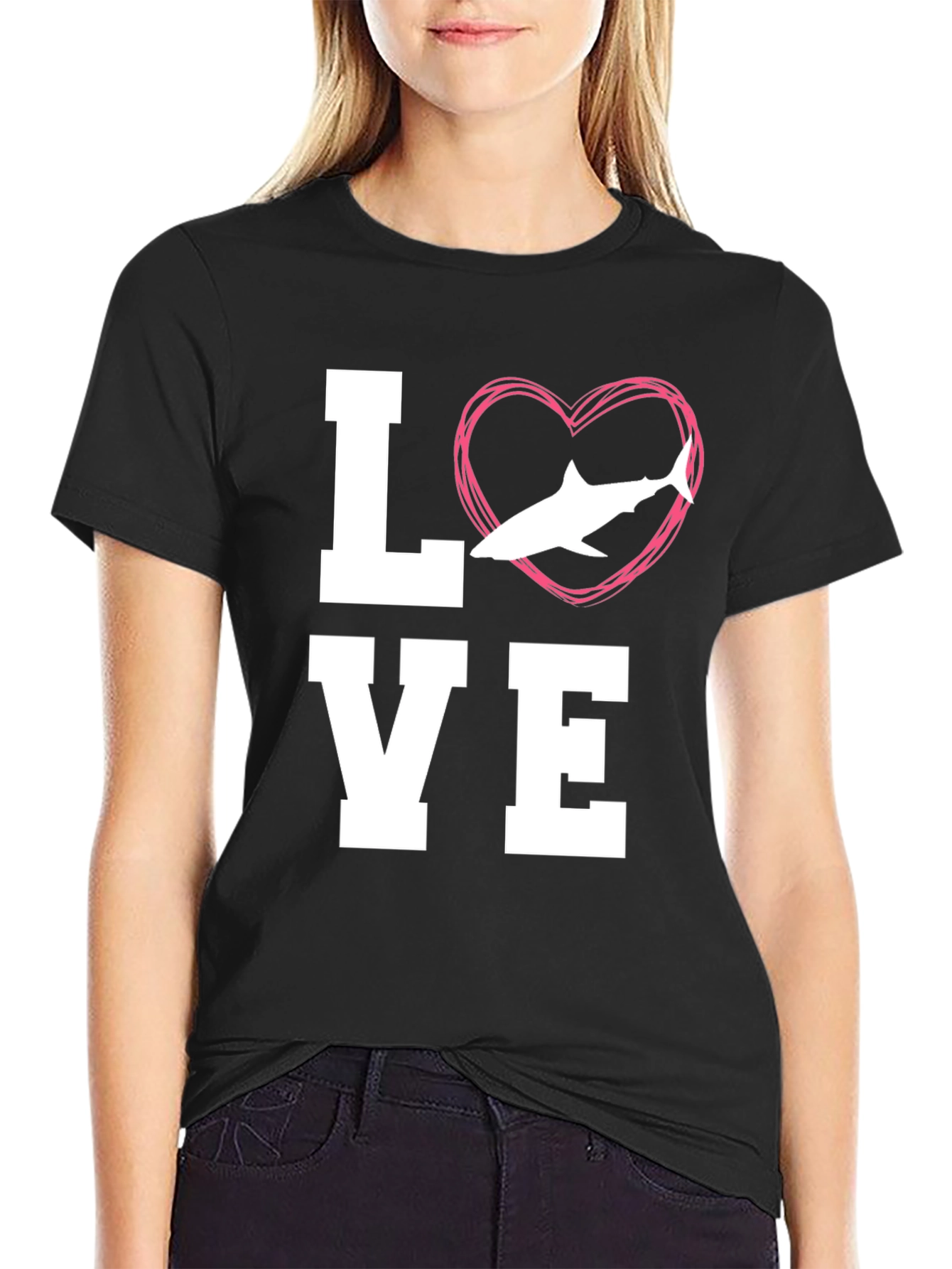 Love Shark Black T-Shirt - Animal Lover Tee