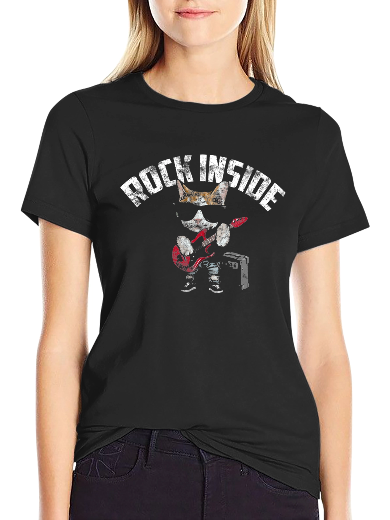 Rock Inside Cat T-Shirt - Cool Graphic Tee