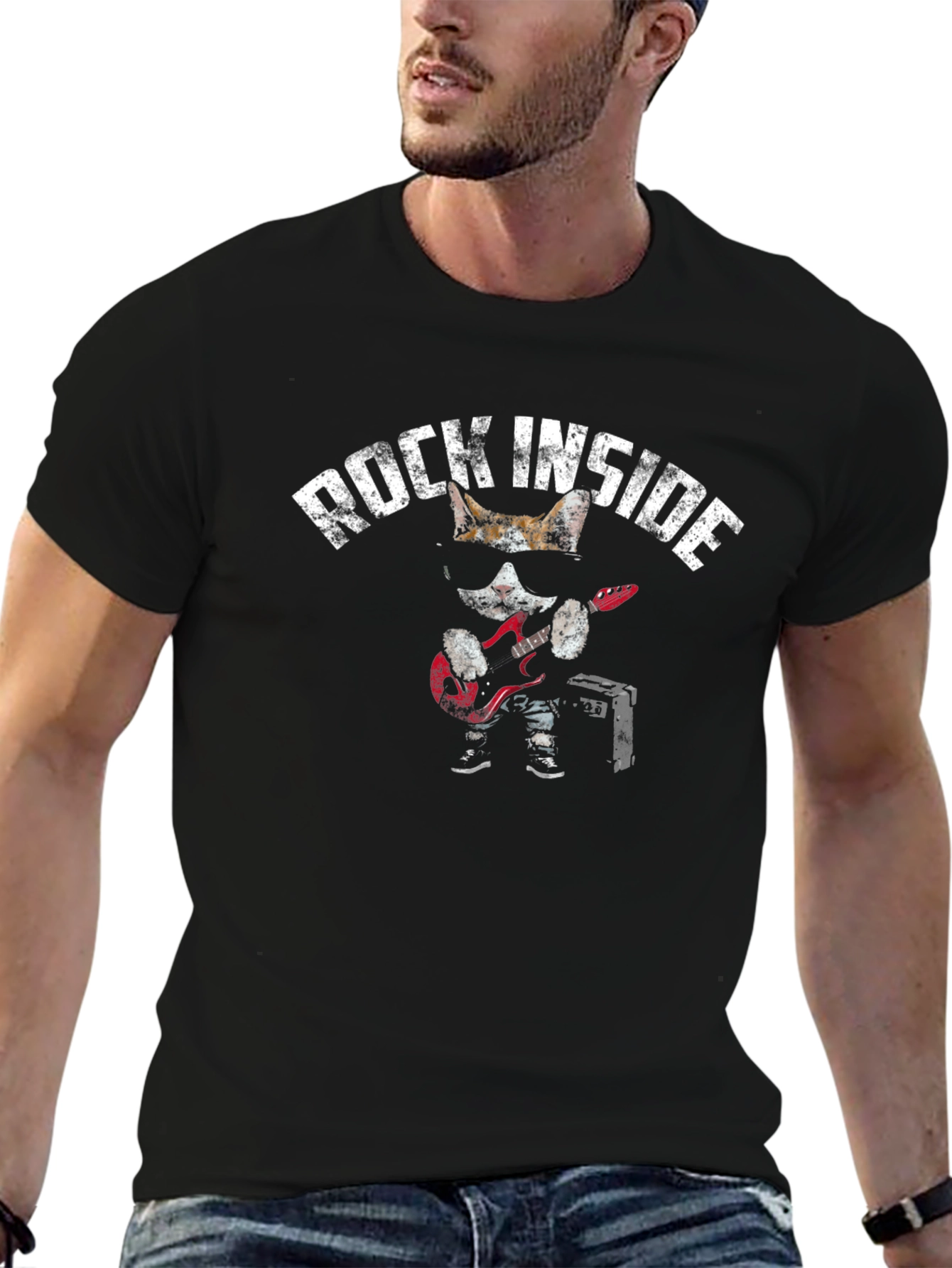 Rock Inside Cat T-Shirt - Cool Graphic Tee