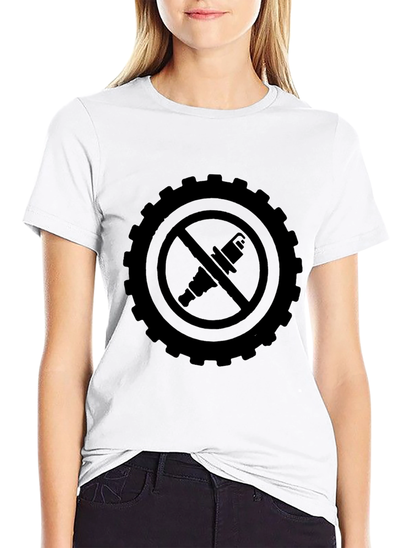 Gear & Spark Plug Forbidden Symbol T-Shirt