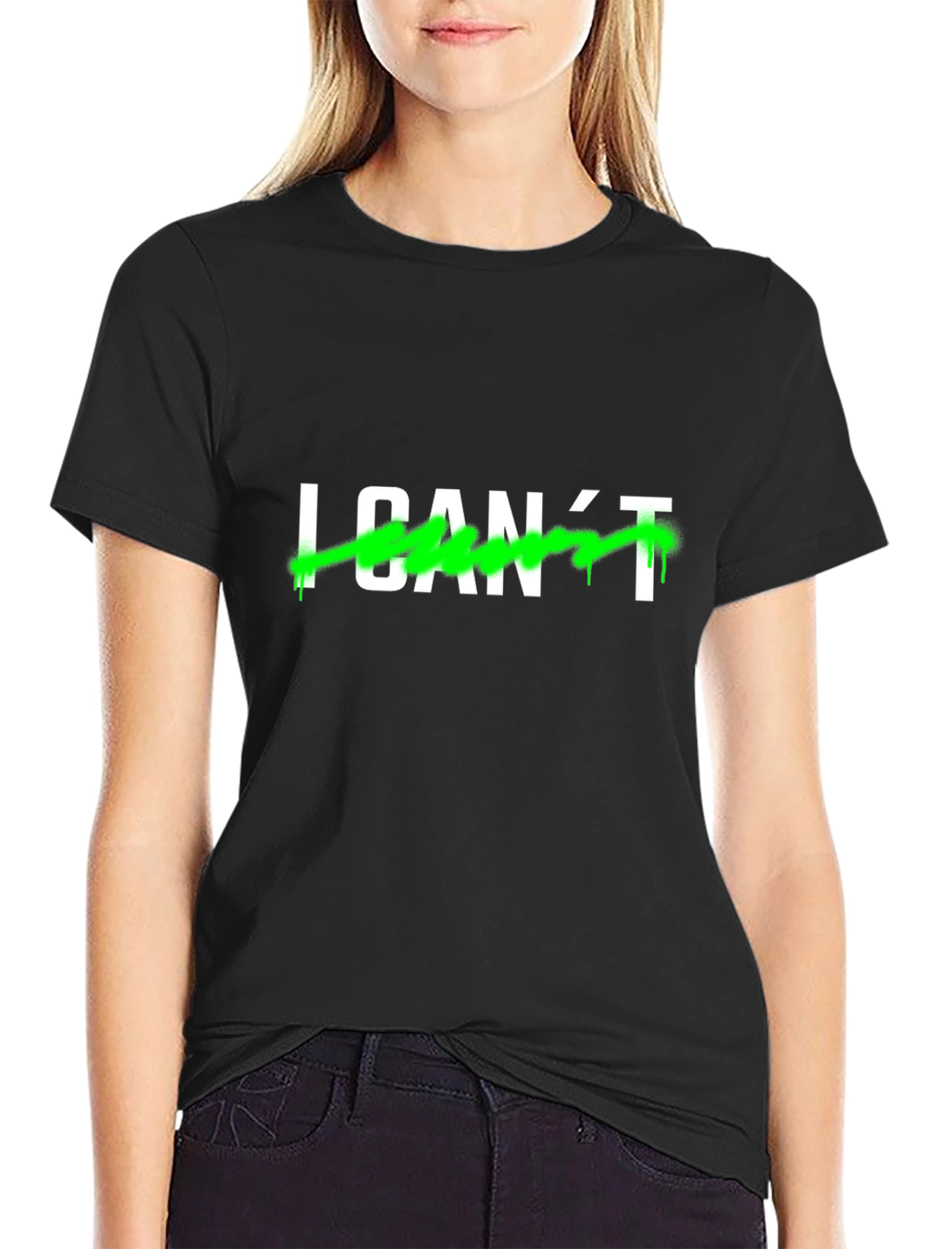 I CANT Mens Black Graphic T-Shirt