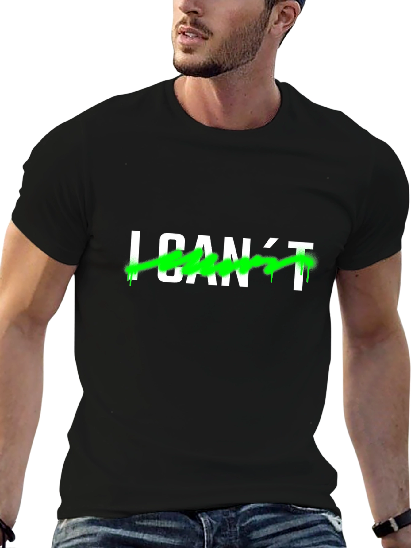 I CANT Mens Black Graphic T-Shirt