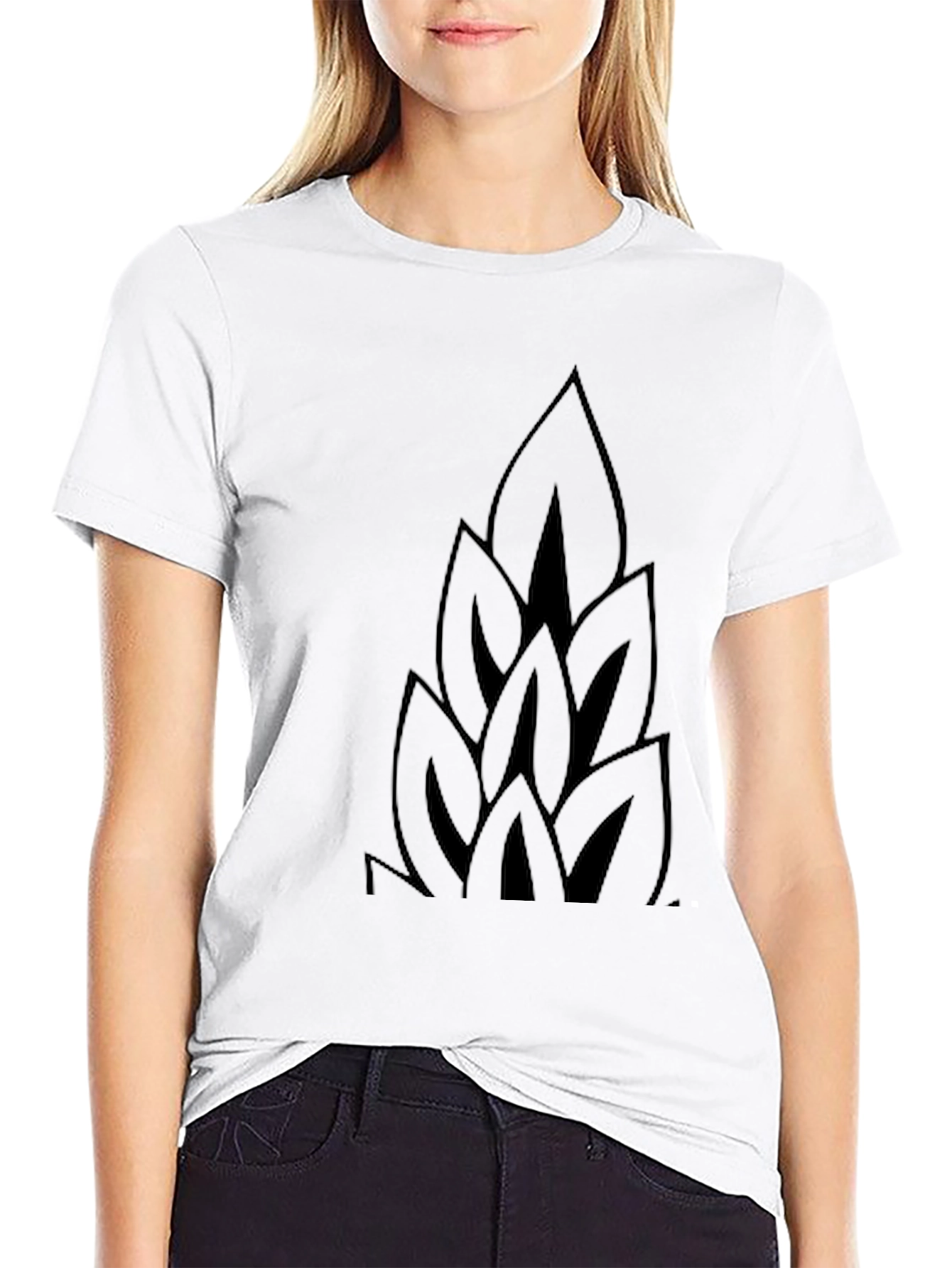 Mens Black T-Shirt with Abstract Leaf Design