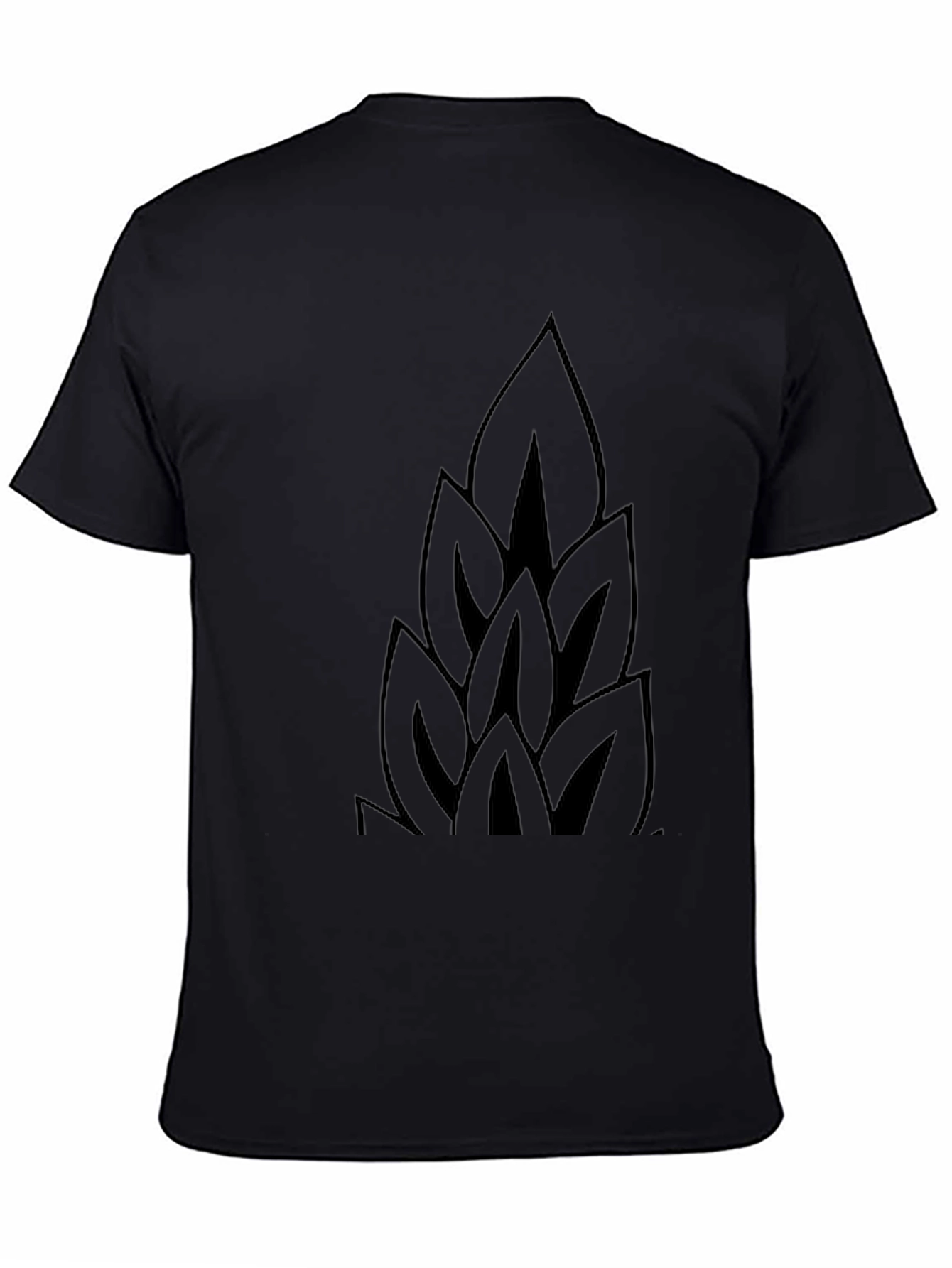Mens Black T-Shirt with Abstract Leaf Design