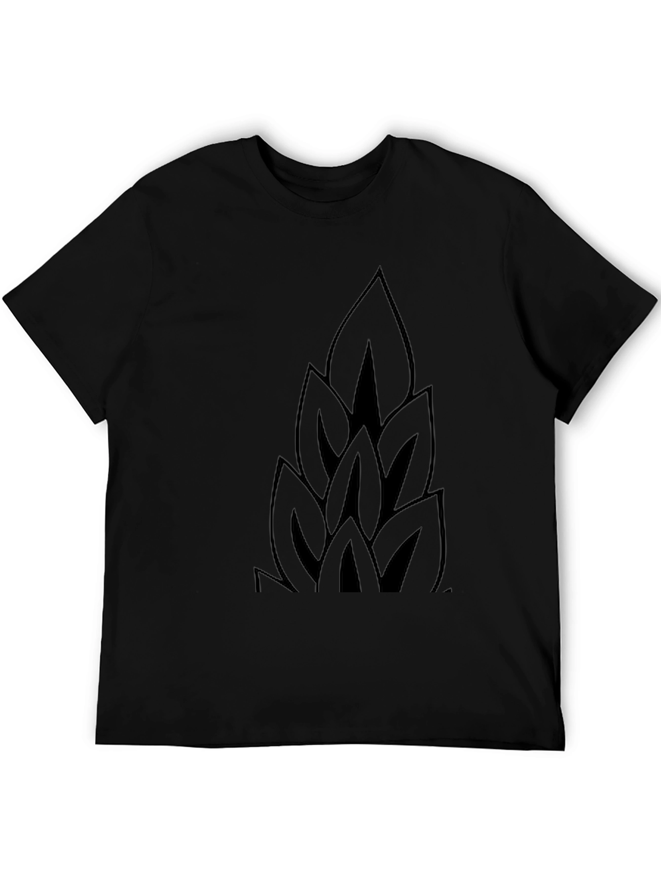 Mens Black T-Shirt with Abstract Leaf Design