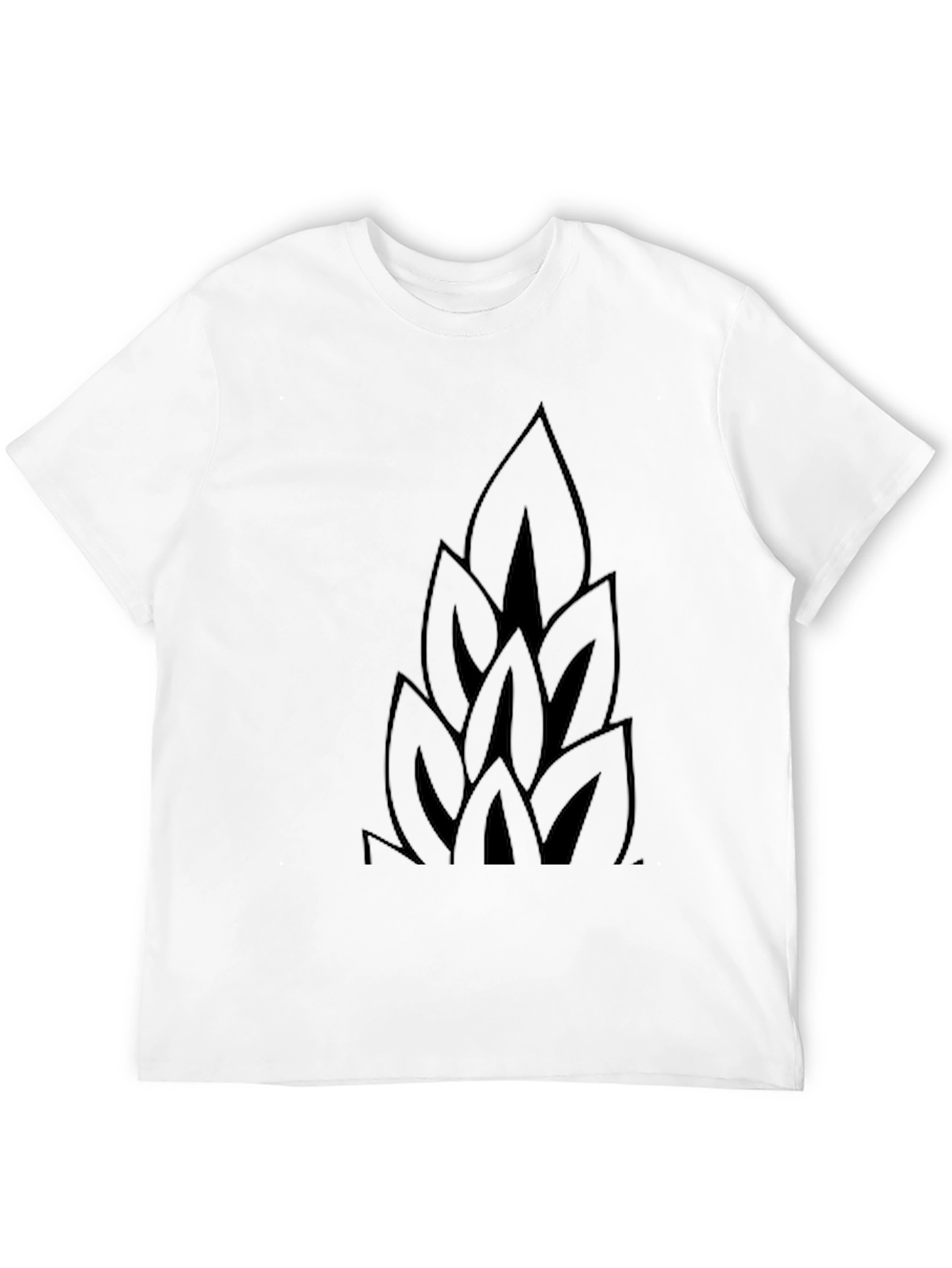 Mens Black T-Shirt with Abstract Leaf Design