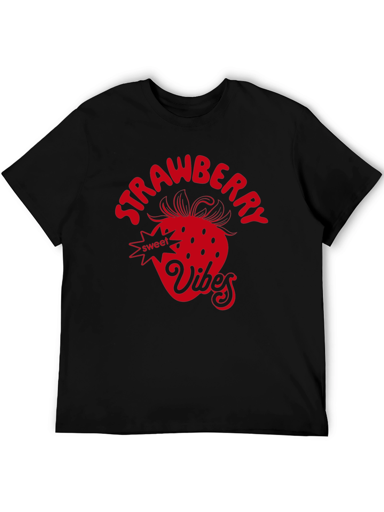 Strawberry Vibes Graphic Tee - Black