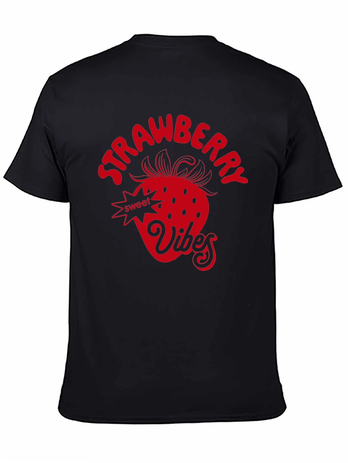 Strawberry Vibes Graphic Tee - Black