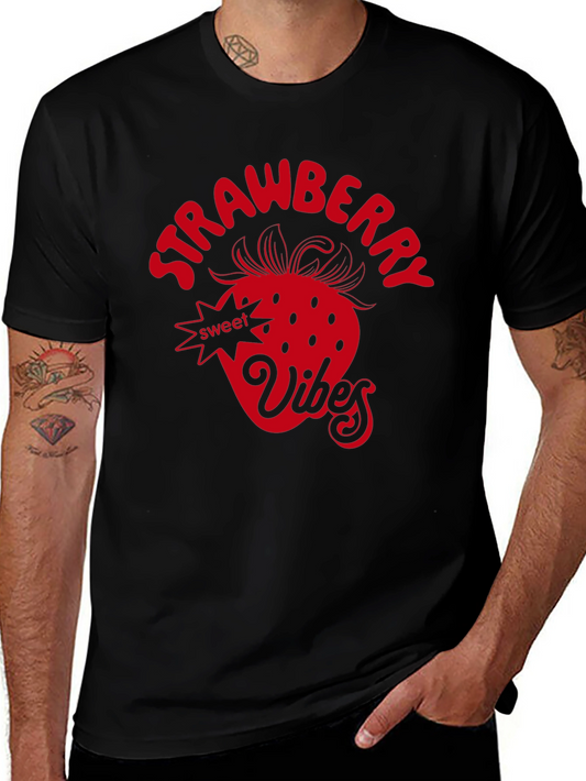 Strawberry Vibes Graphic Tee - Black
