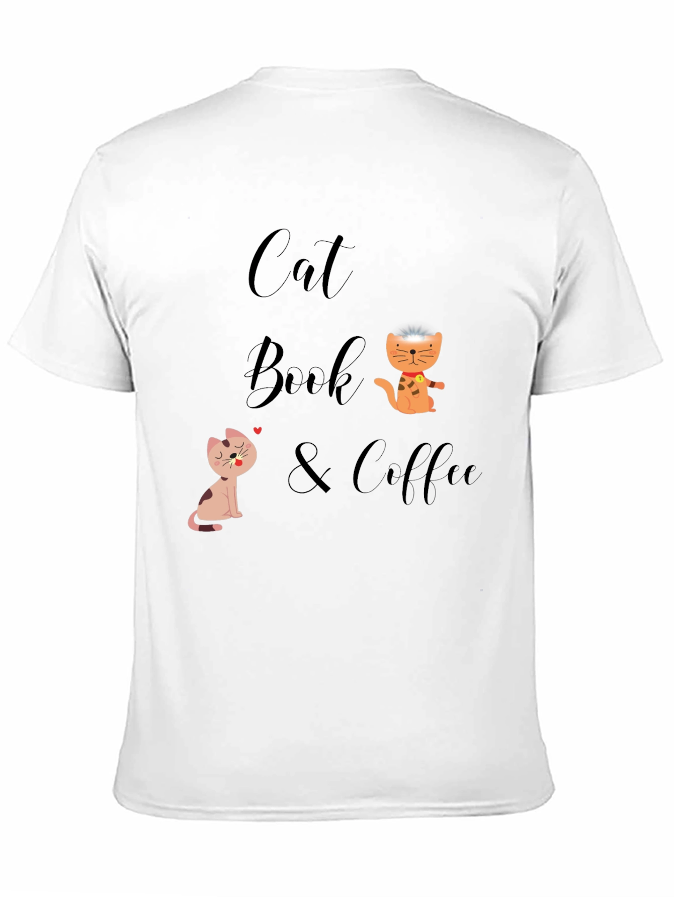 Cat Book & Coffee Graphic T-Shirt
