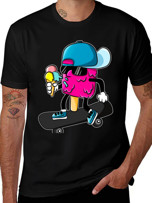 Cool Ice Cream Skateboarder Graphic Tee