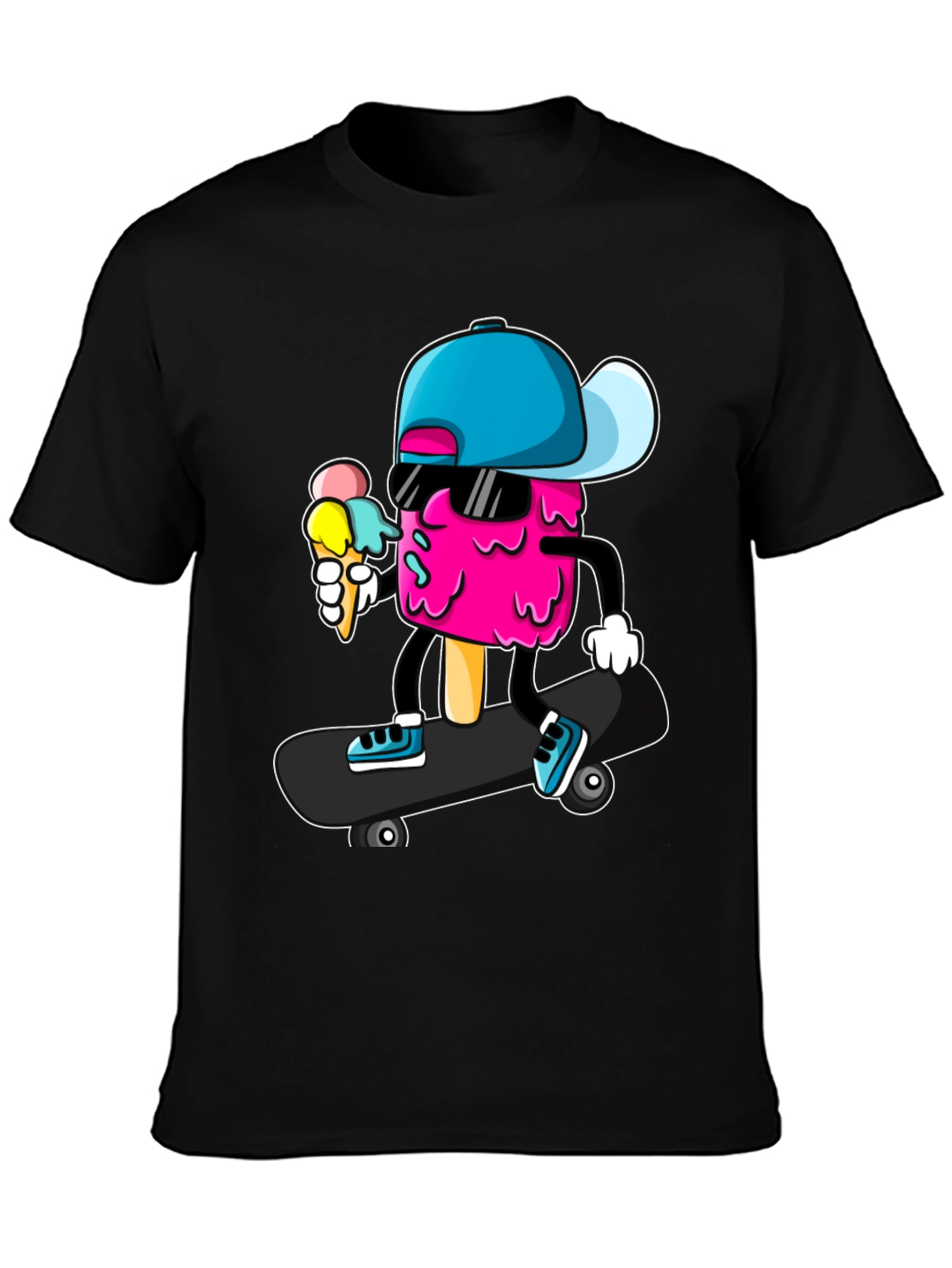 Cool Ice Cream Skateboarder Graphic Tee