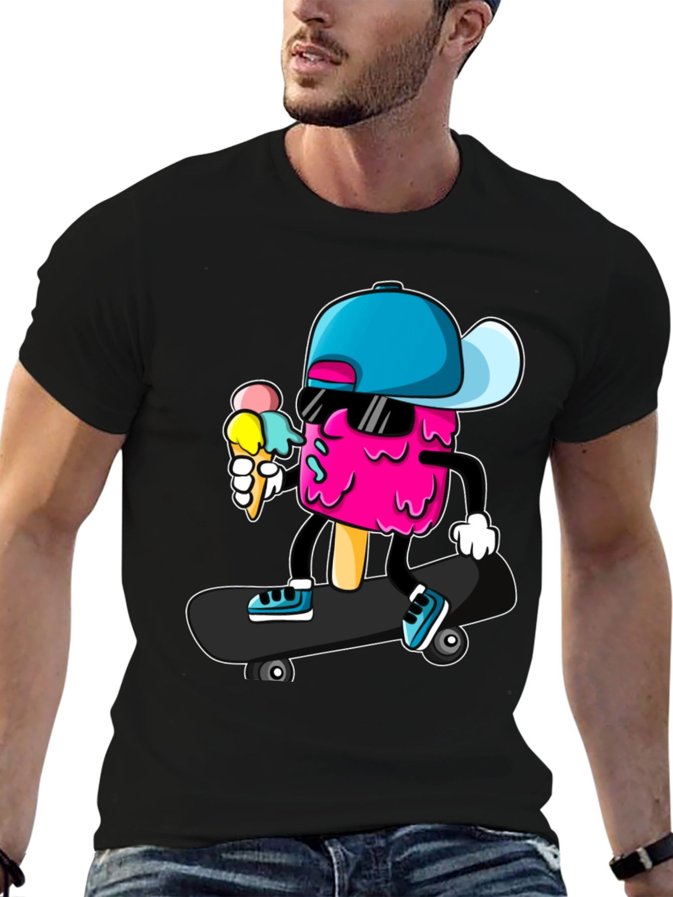 Cool Ice Cream Skateboarder Graphic Tee