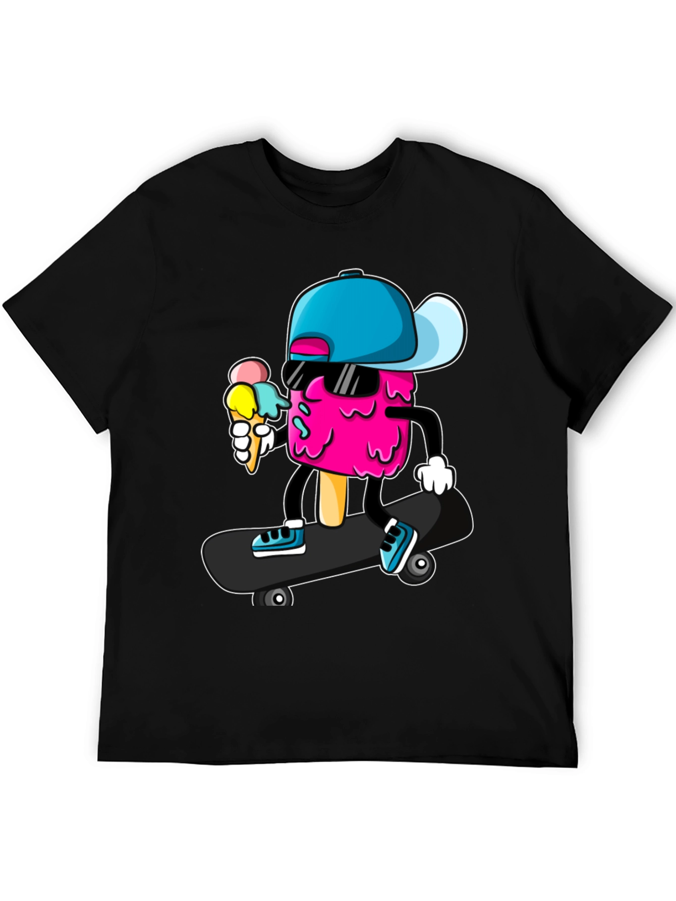 Cool Ice Cream Skateboarder Graphic Tee
