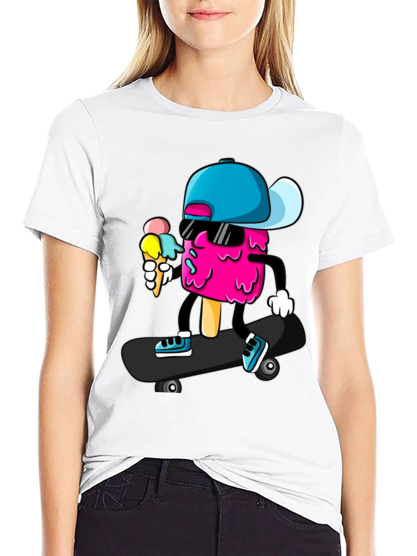 Cool Ice Cream Skateboarder Graphic Tee