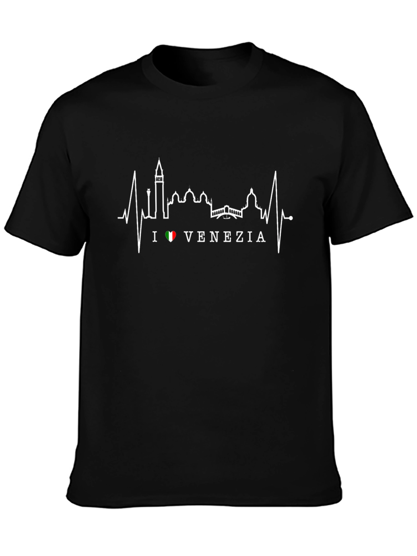 I Love Venezia Heartbeat Graphic Tee - Black