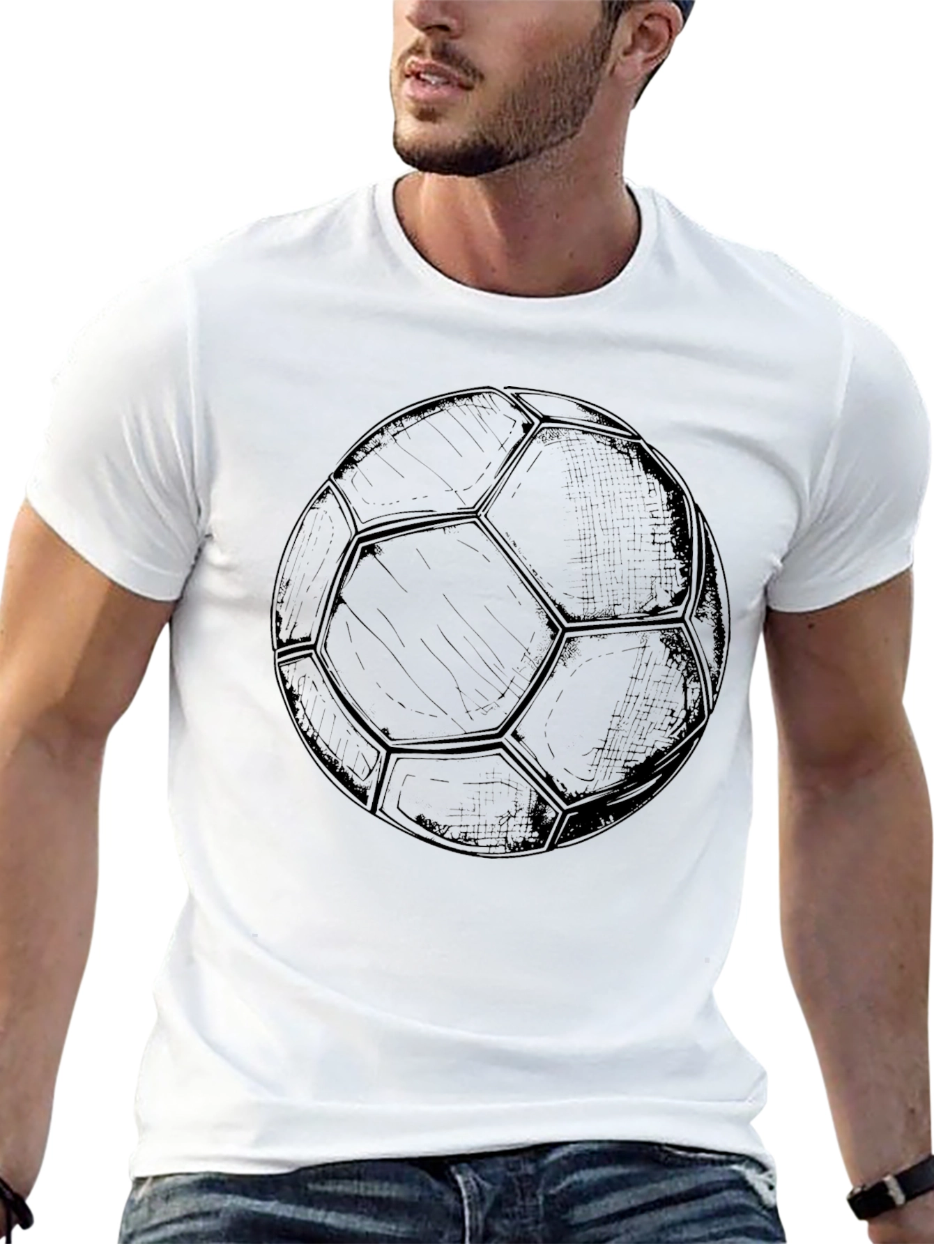 Soccer Ball Graphic Black T-Shirt