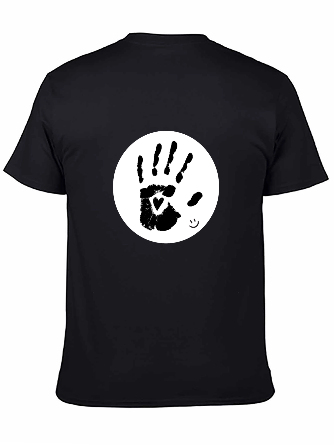 Heart Handprint Tee - Black Cotton Blend T-Shirt