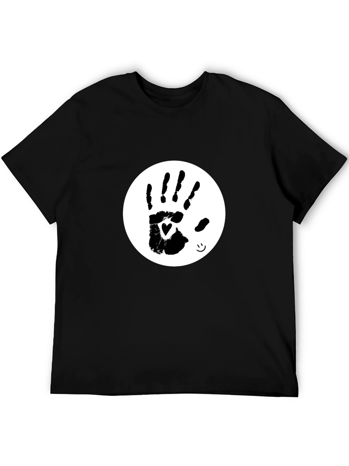 Heart Handprint Tee - Black Cotton Blend T-Shirt