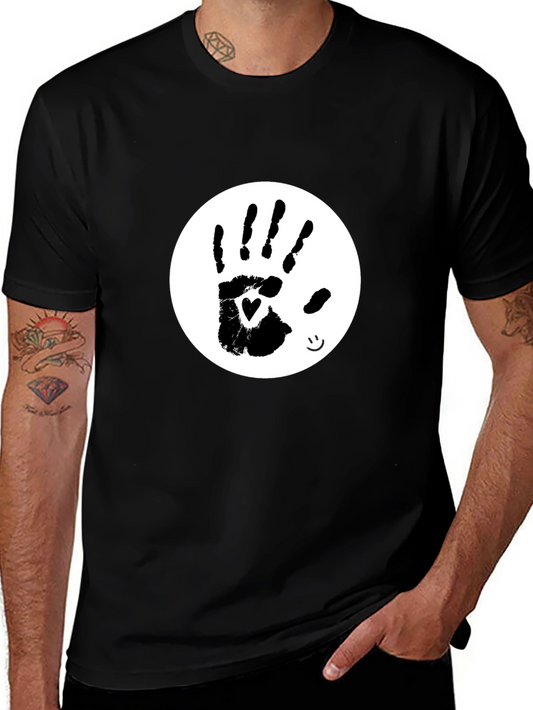 Heart Handprint Tee - Black Cotton Blend T-Shirt