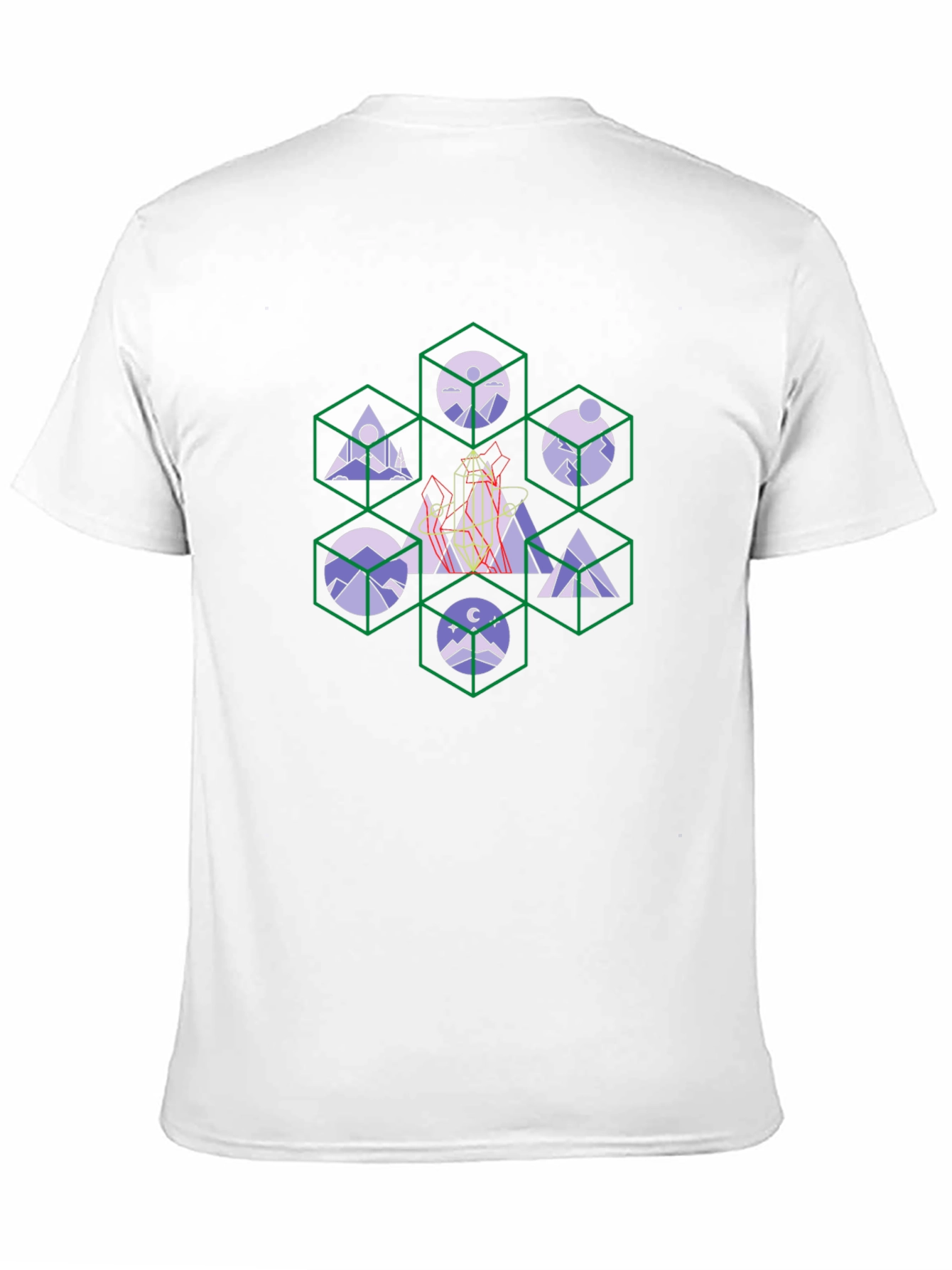 Geometric Mountain Design Black T-Shirt