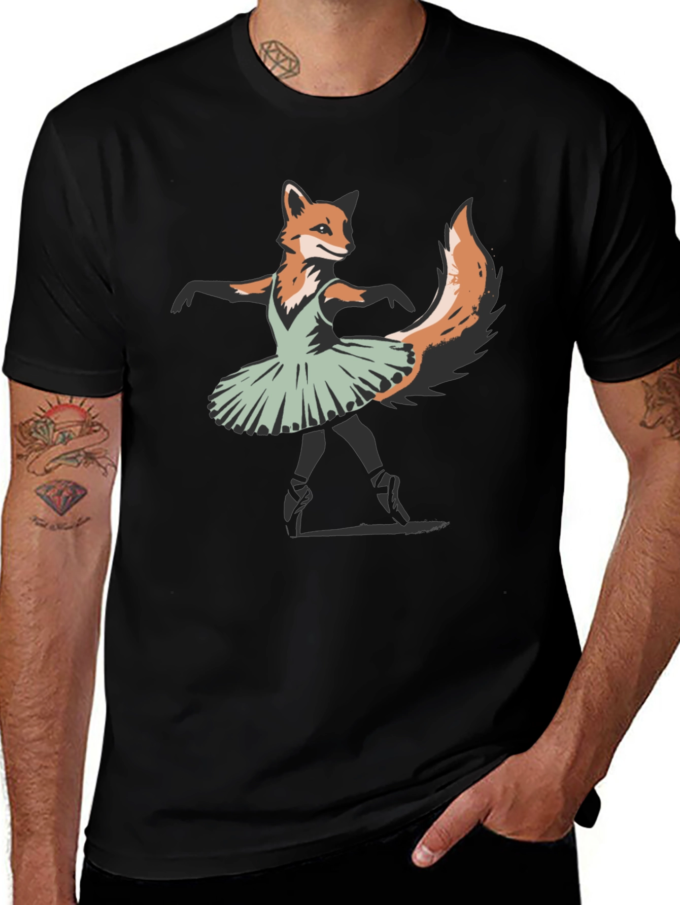 Fox Ballerina T-Shirt - Unique Animal Graphic Tee