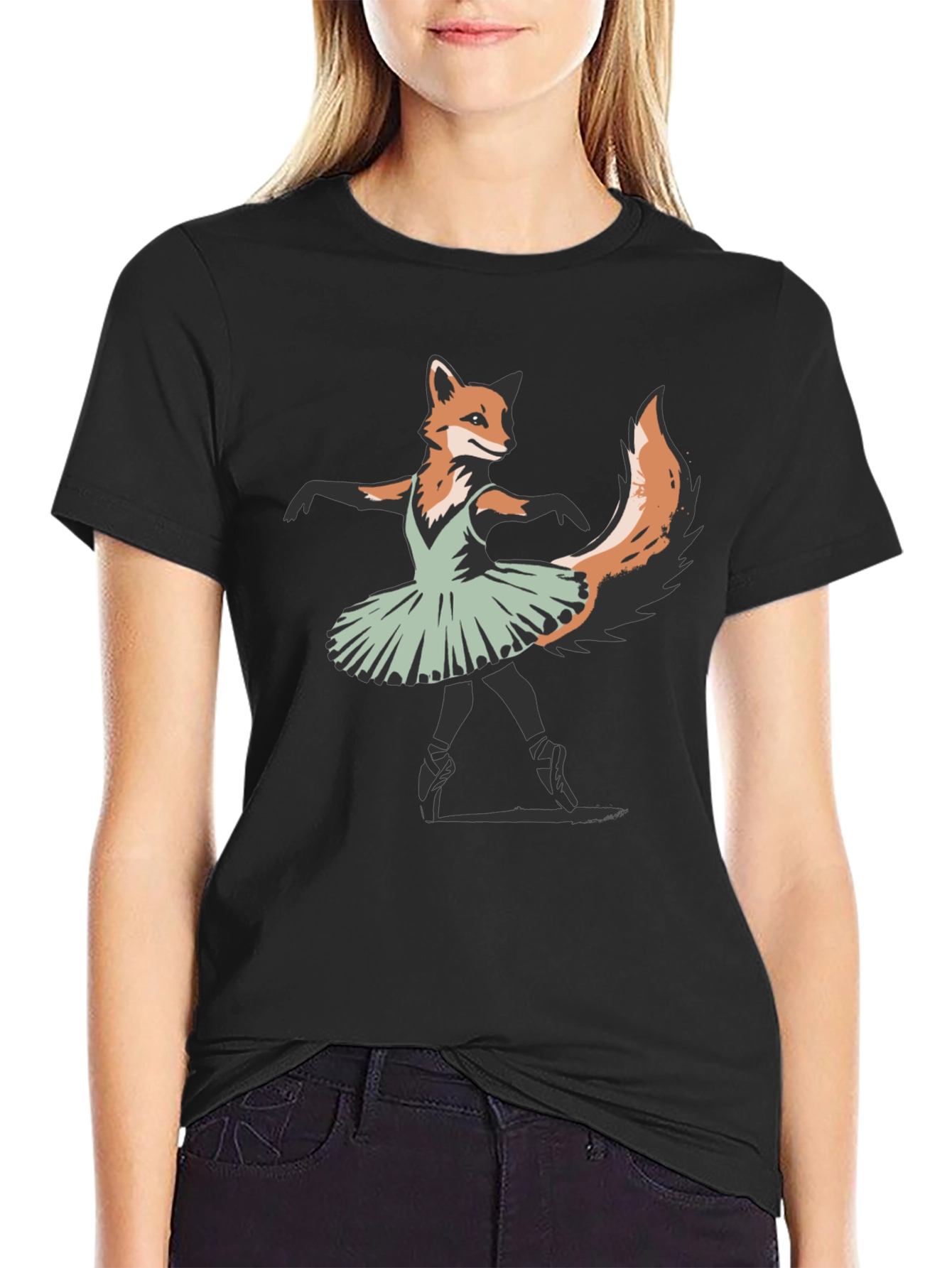 Fox Ballerina T-Shirt - Unique Animal Graphic Tee