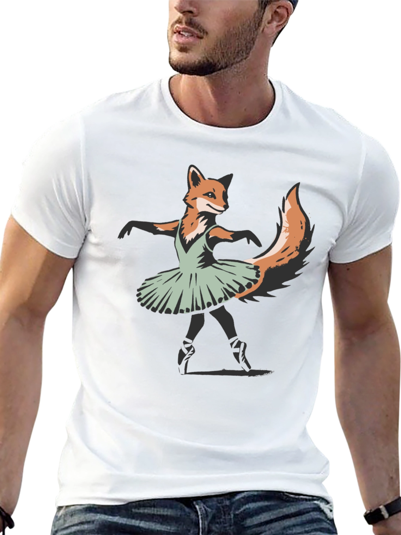 Fox Ballerina T-Shirt - Unique Animal Graphic Tee