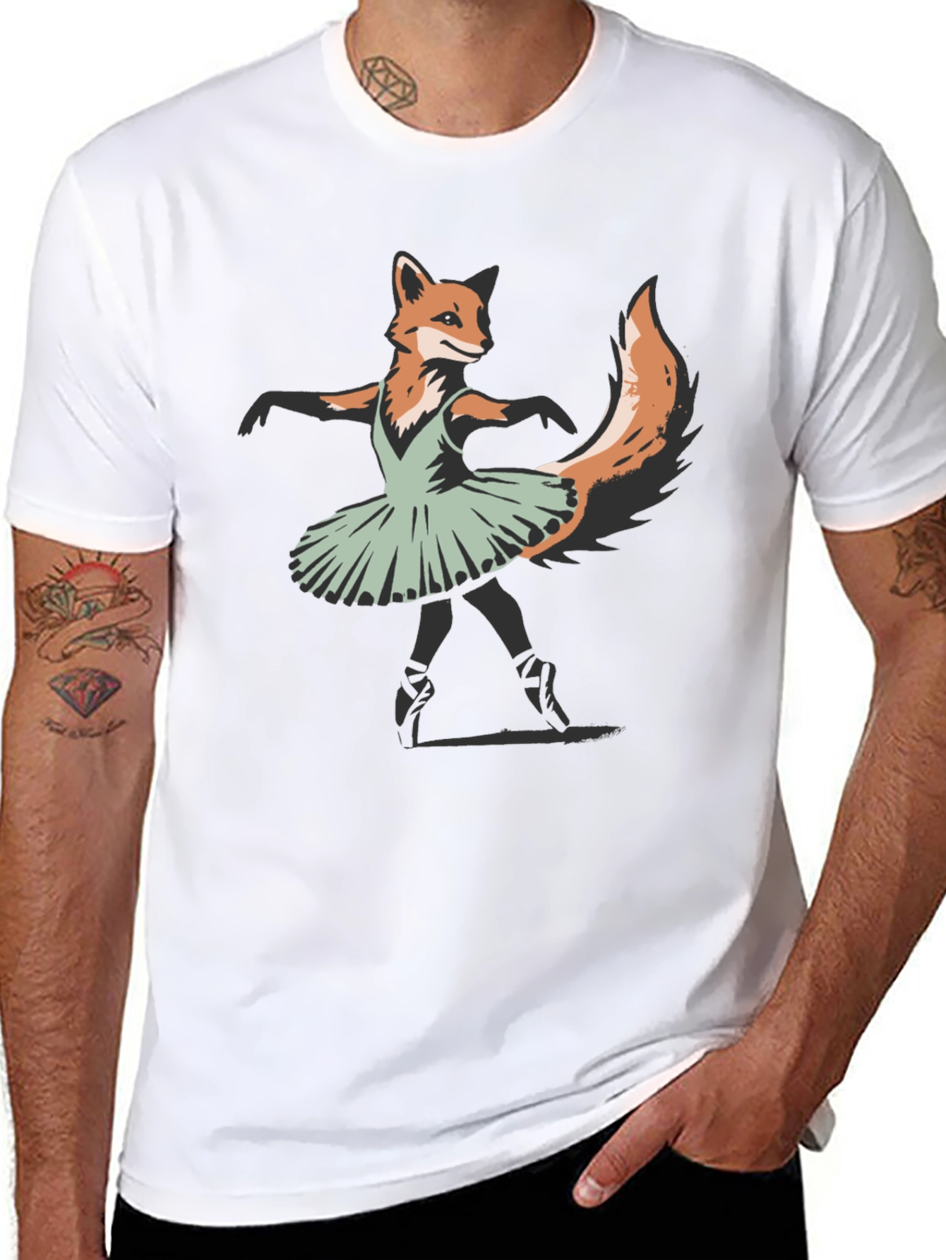 Fox Ballerina T-Shirt - Unique Animal Graphic Tee