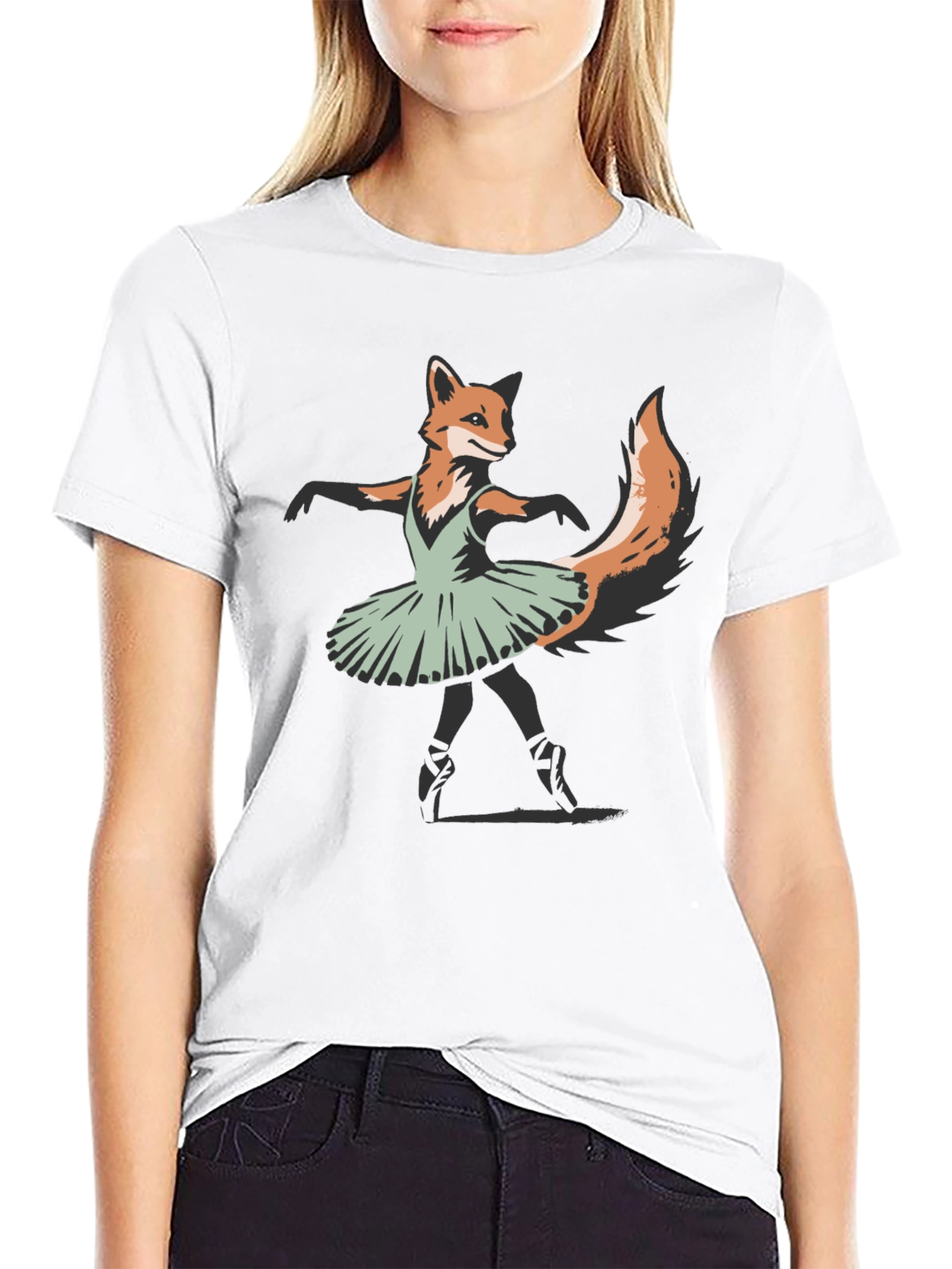 Fox Ballerina T-Shirt - Unique Animal Graphic Tee