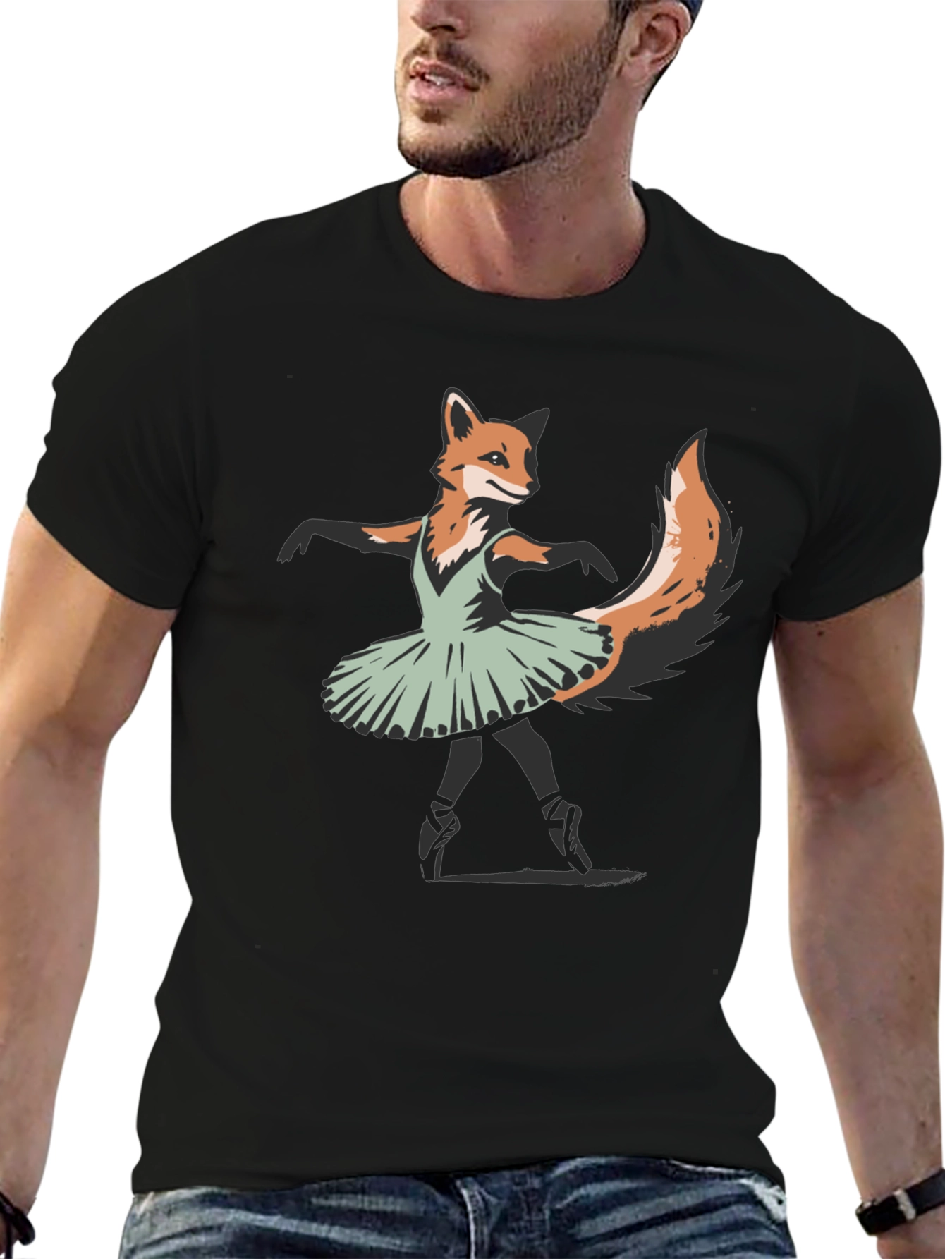 Fox Ballerina T-Shirt - Unique Animal Graphic Tee