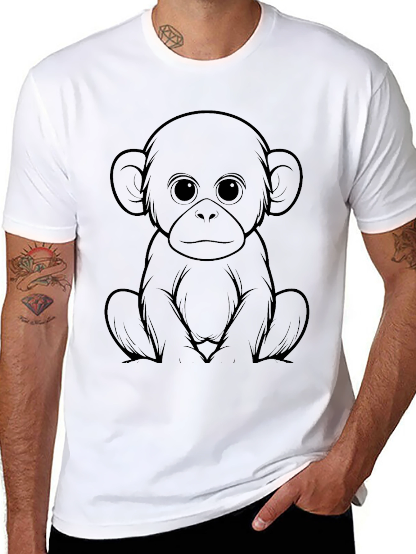 Monkey Graphic Black T-Shirt - Unisex