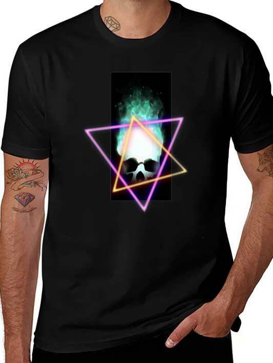 Neon Skull T-Shirt - Flaming Skull Graphic Tee