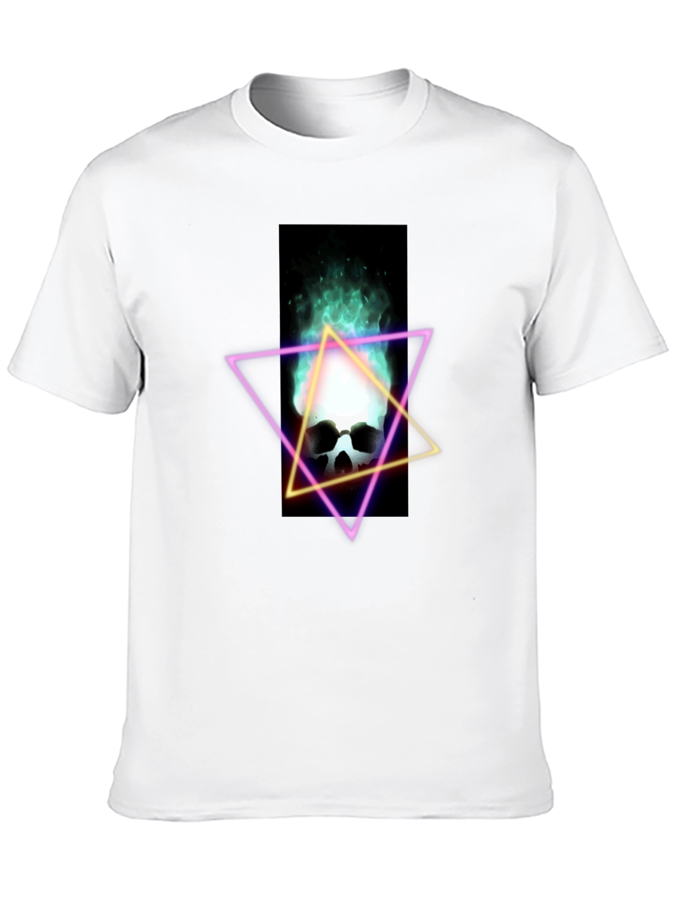 Neon Skull T-Shirt - Flaming Skull Graphic Tee