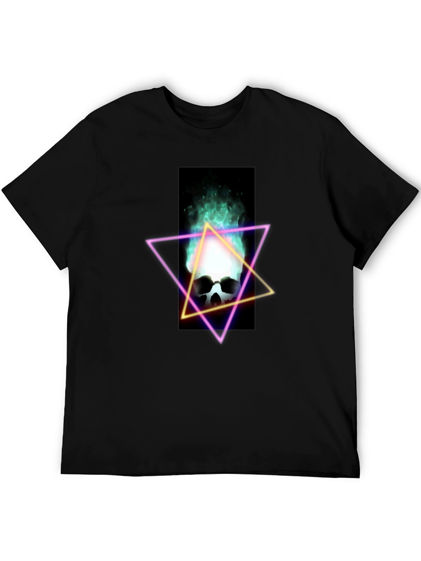 Neon Skull T-Shirt - Flaming Skull Graphic Tee
